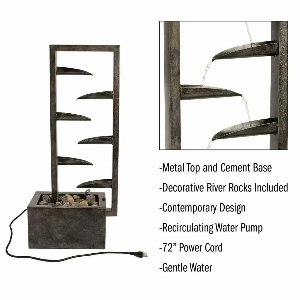 Outdoor Inch Oasis Concrete Fountain Waterfall Zen 34 Metal Backyard