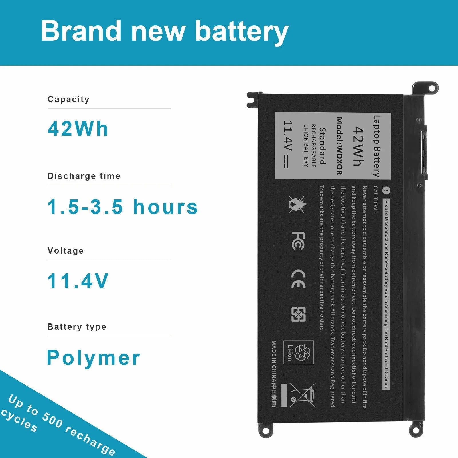 0FC92N WDXOR For 0WDX0R,FC92N Dell WDX0R Battery