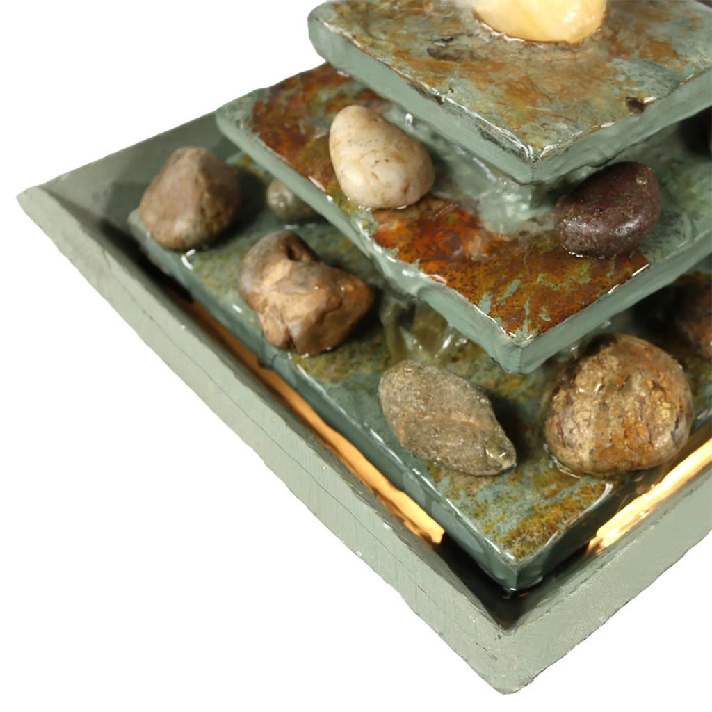 Light LED Ascending Tabletop Slate - Sunnydaze Fountain 8" with