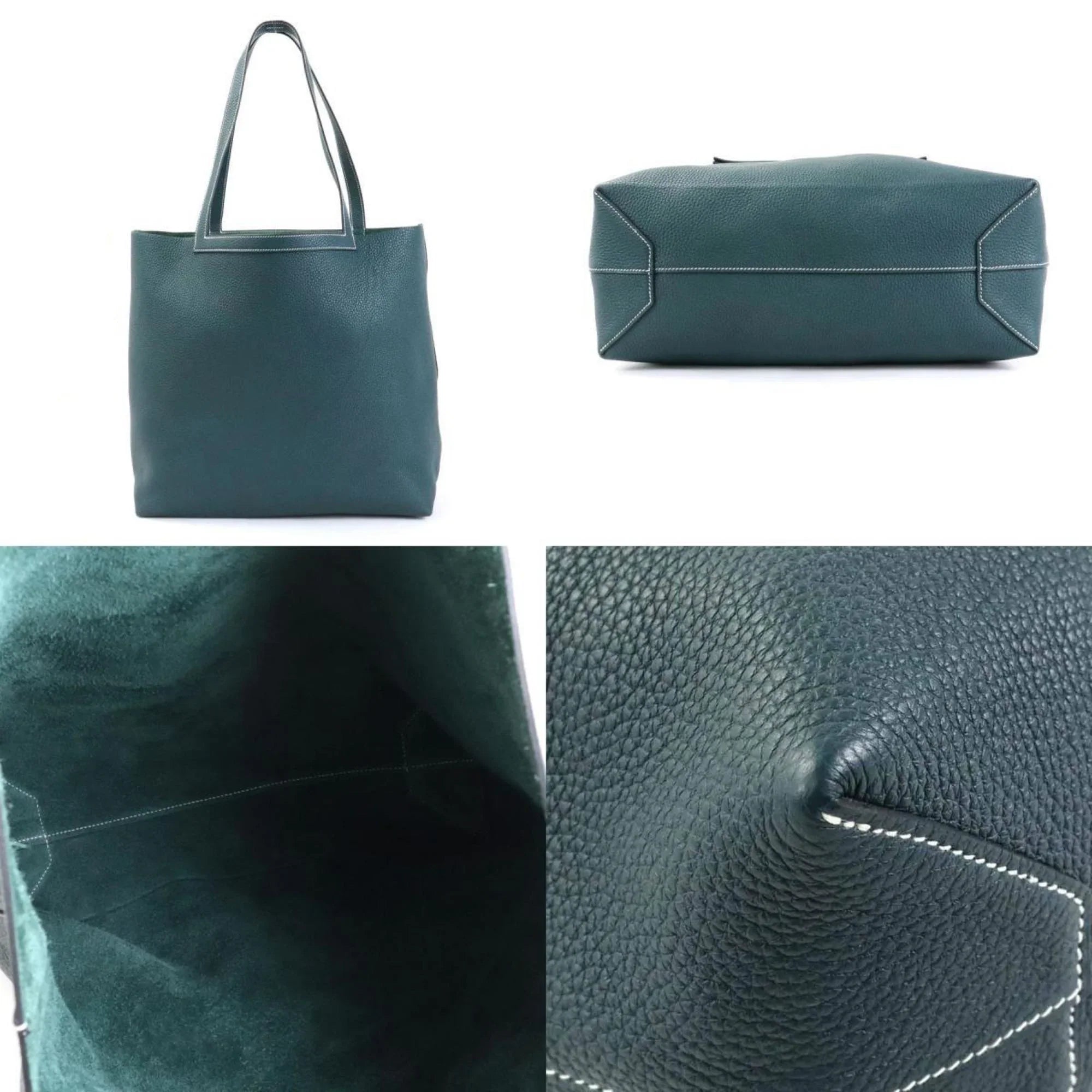 46 Unisex Tote Shoulder Clemence (Good) HERMES Taurillon Serie Pre-Owned Bag Vert Cypress Cover