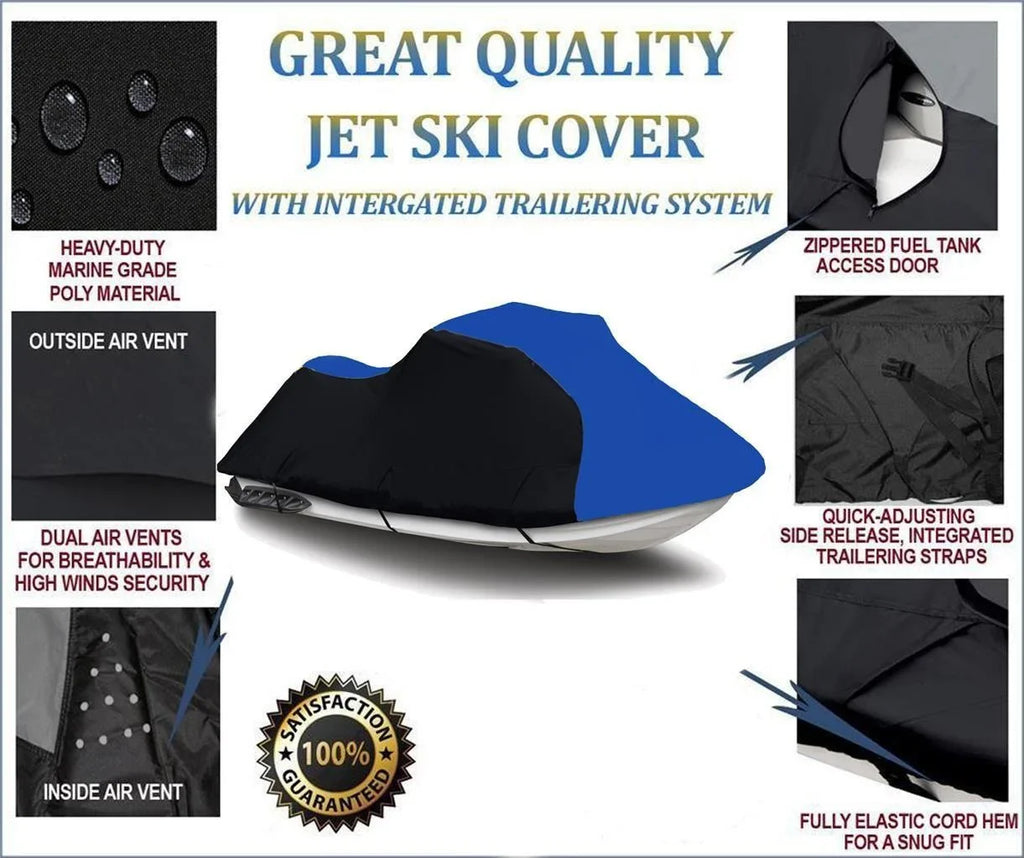 Seater PWC 2002 / Cover Kawasaki / Ultra 600D for BLACK SKI 2003 150 JET 2001 2004 1998 2005 Compatible 2 99 2000 BLUE JH1200 HEAVY-DUTY,