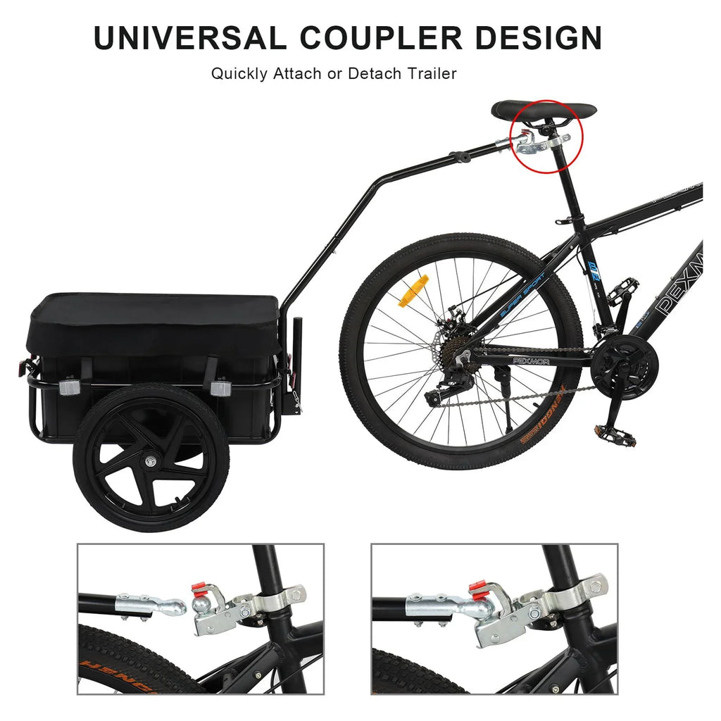 Coupler PEXMOR Trailer, Bicycle Cargo & Wagon Bike Waterproof Cover Trailer W/Universal