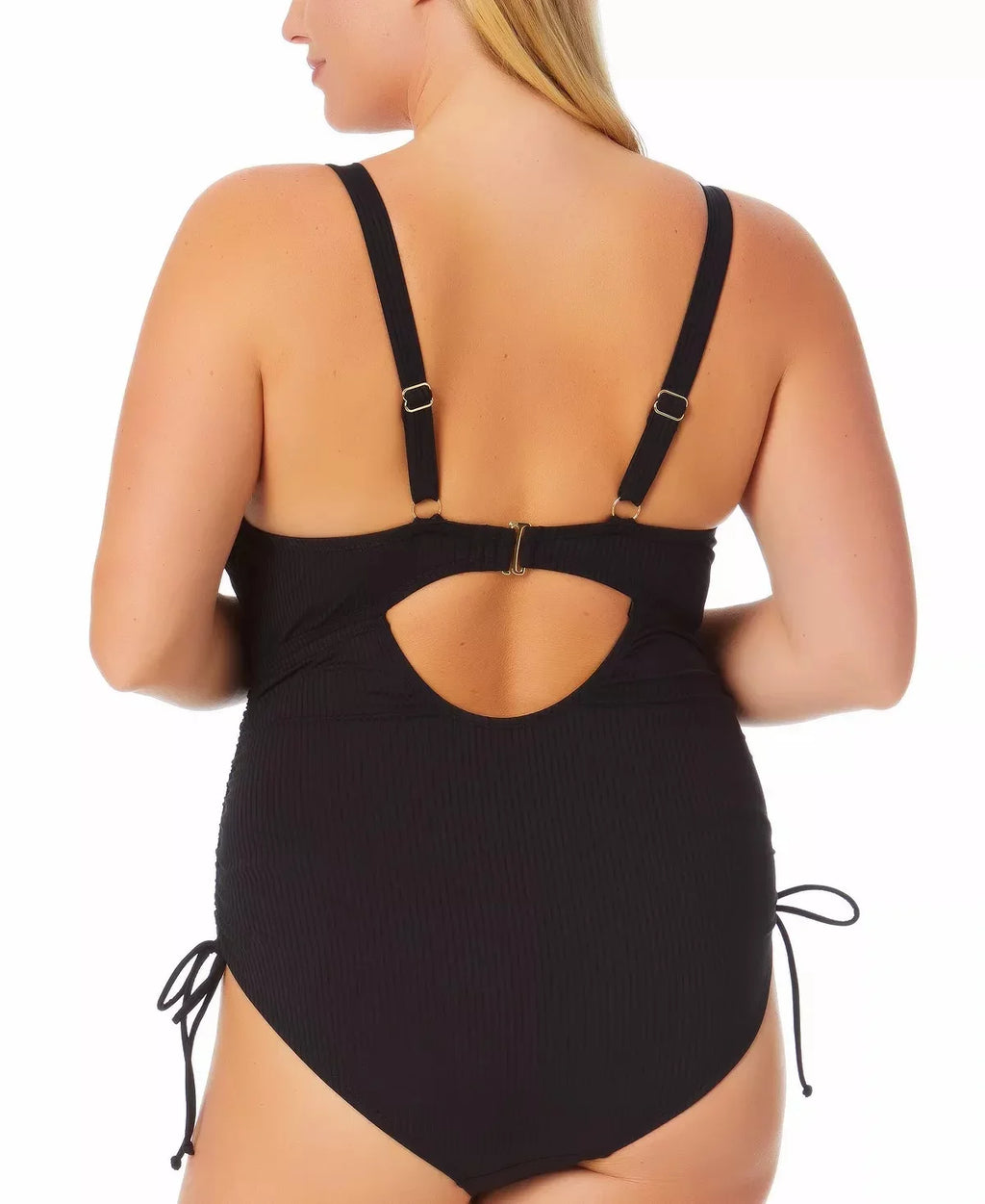 Swimsuit, Cutout Ribbed BLACK Waves One-Piece RICH California Plus US Size 20/22