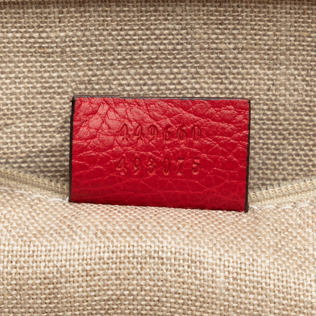Authenticated Calf GG Pre-Owned Unisex Leather Convertible Charm Red Gucci (Good) Satchel Dome