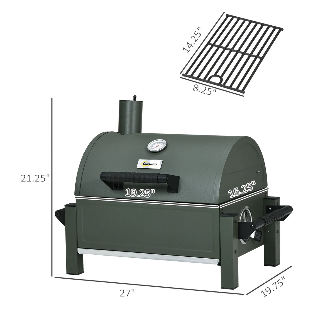 Barbecue, Tabletop Outsunny Green Lid, BBQ Small Charcoal Grill with