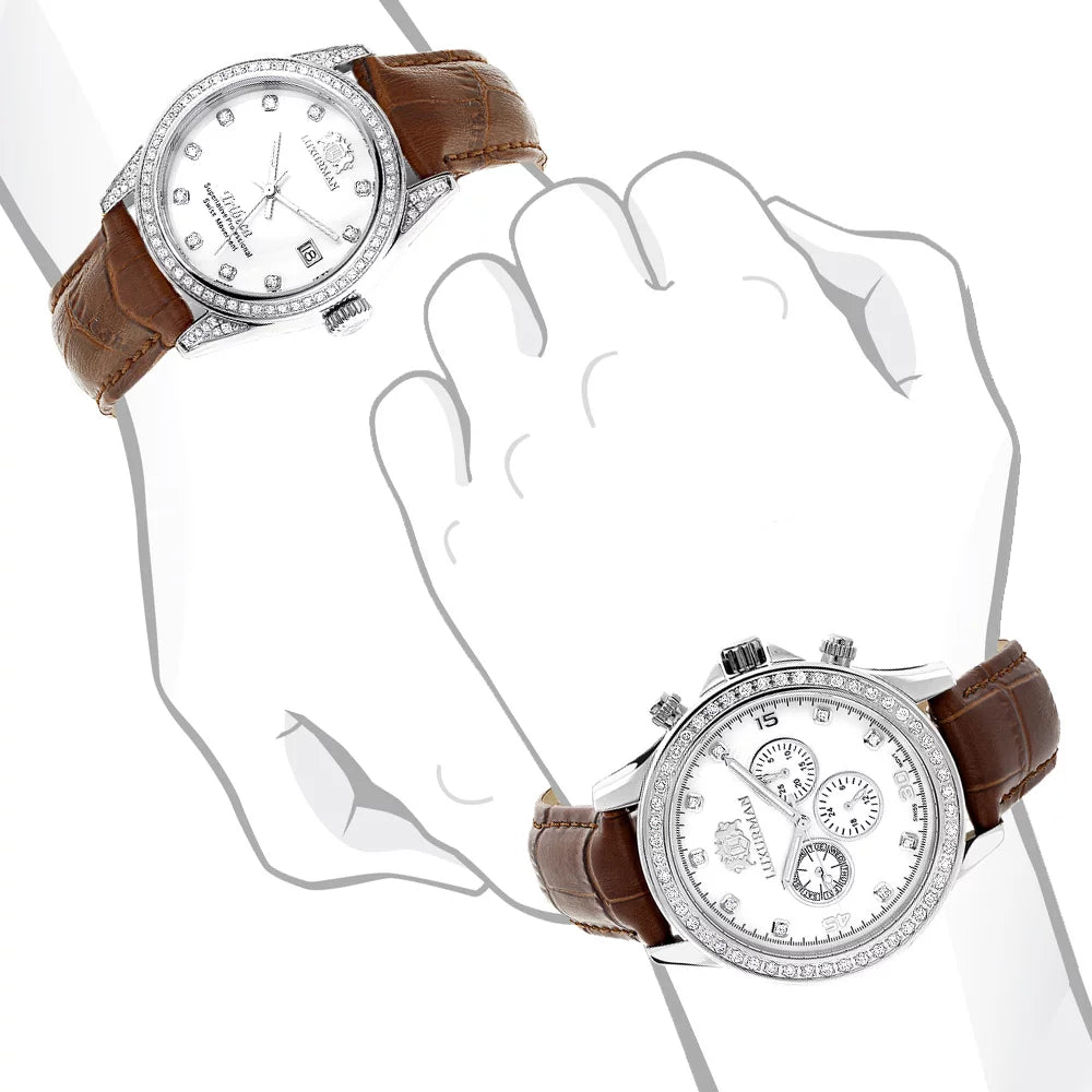 Hers Diamond Watches Gold Watches Plated His MOP White Matching and