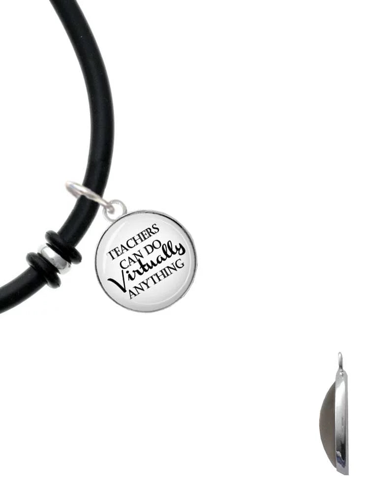 Heart Leaf Clover Teachers Do Rubber Silvertone Leaves with Bracelet Black Virtually Four Anything Can Delight Dome Green Jewelry Charm