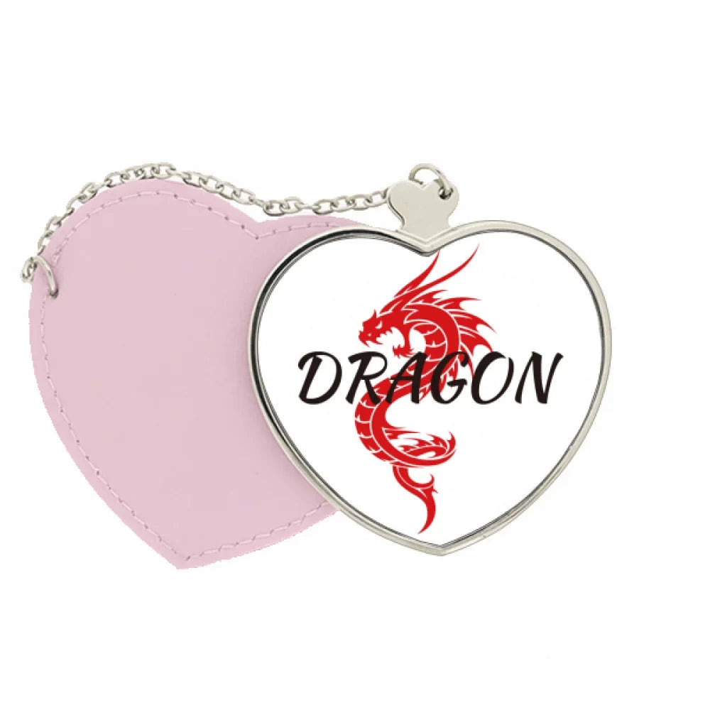 West Mirror Animal Myth Winged Dragon East Purse Makeup Pink Travel Heart