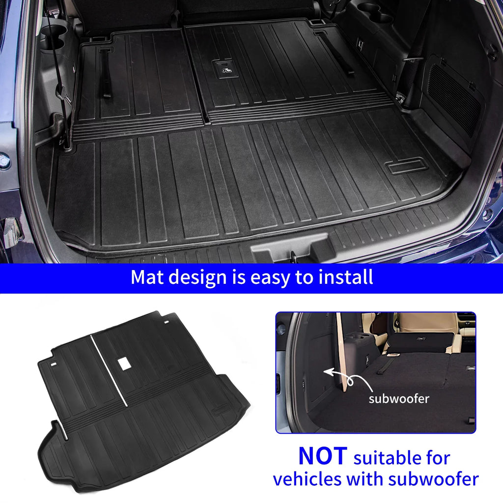 7 Trunk Mat 2020-2024 Seat Toyota Accessories TPE Mat with with Back Highlander Cargo Mat Trunk Liner Mat) 2022 Backrest Highlander Compatible Cover Protector (2020-2023, Cargo Seats