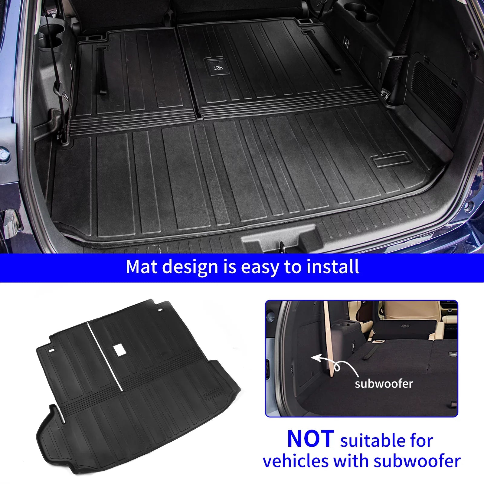 7 Trunk Mat 2020-2024 Seat Toyota Accessories TPE Mat with with Back Highlander Cargo Mat Trunk Liner Mat) 2022 Backrest Highlander Compatible Cover Protector (2020-2023, Cargo Seats