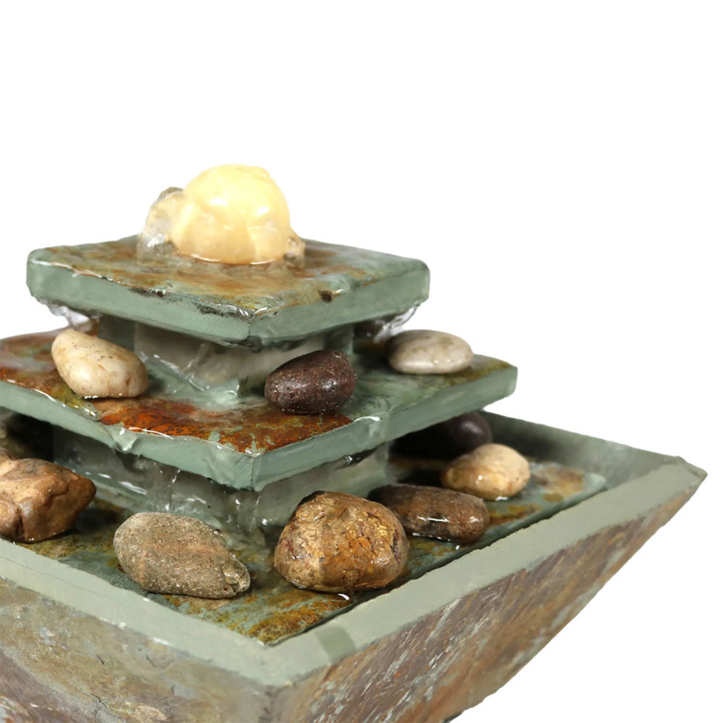 Light LED Ascending Tabletop Slate - Sunnydaze Fountain 8" with