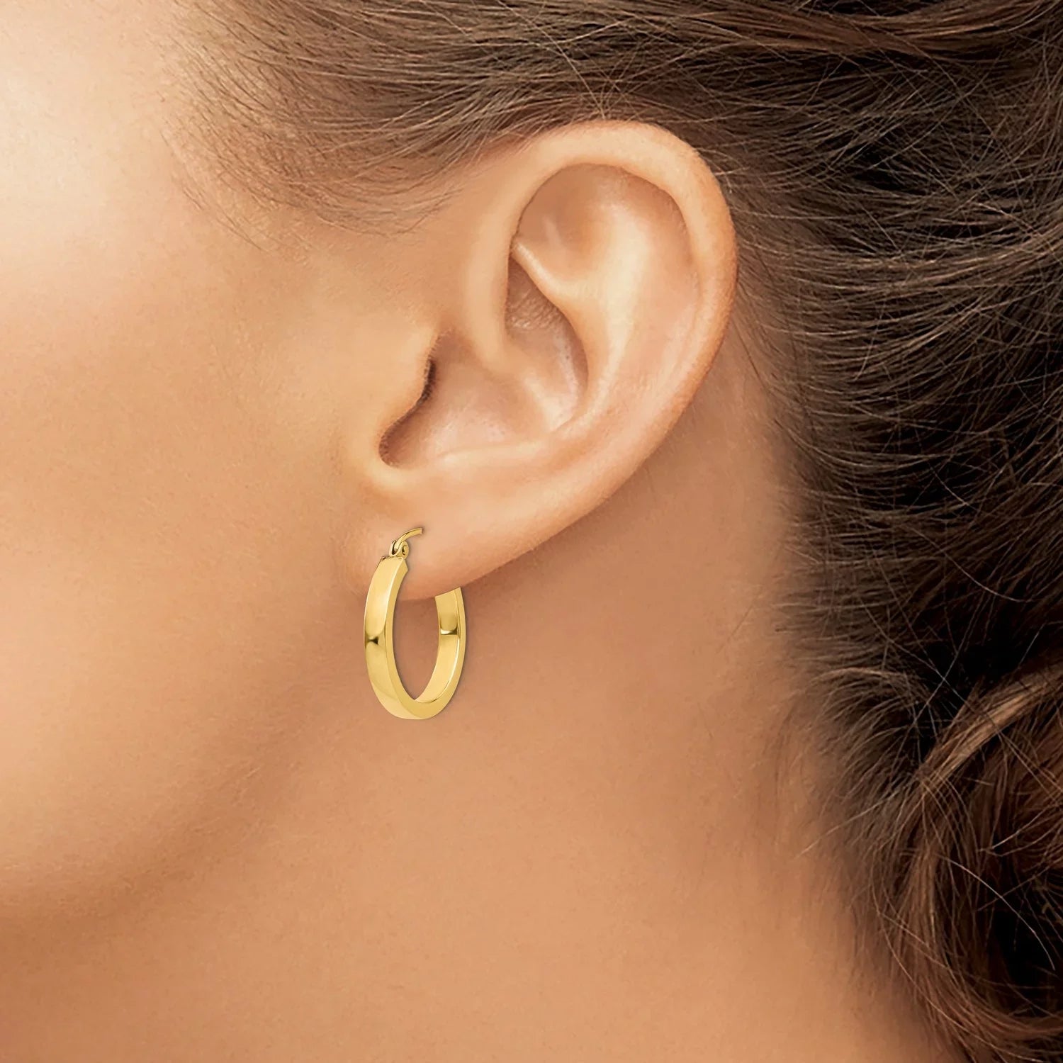 in Tube Yellow Gold 14k Earrings Real 2x3mm Hoop Rectangular