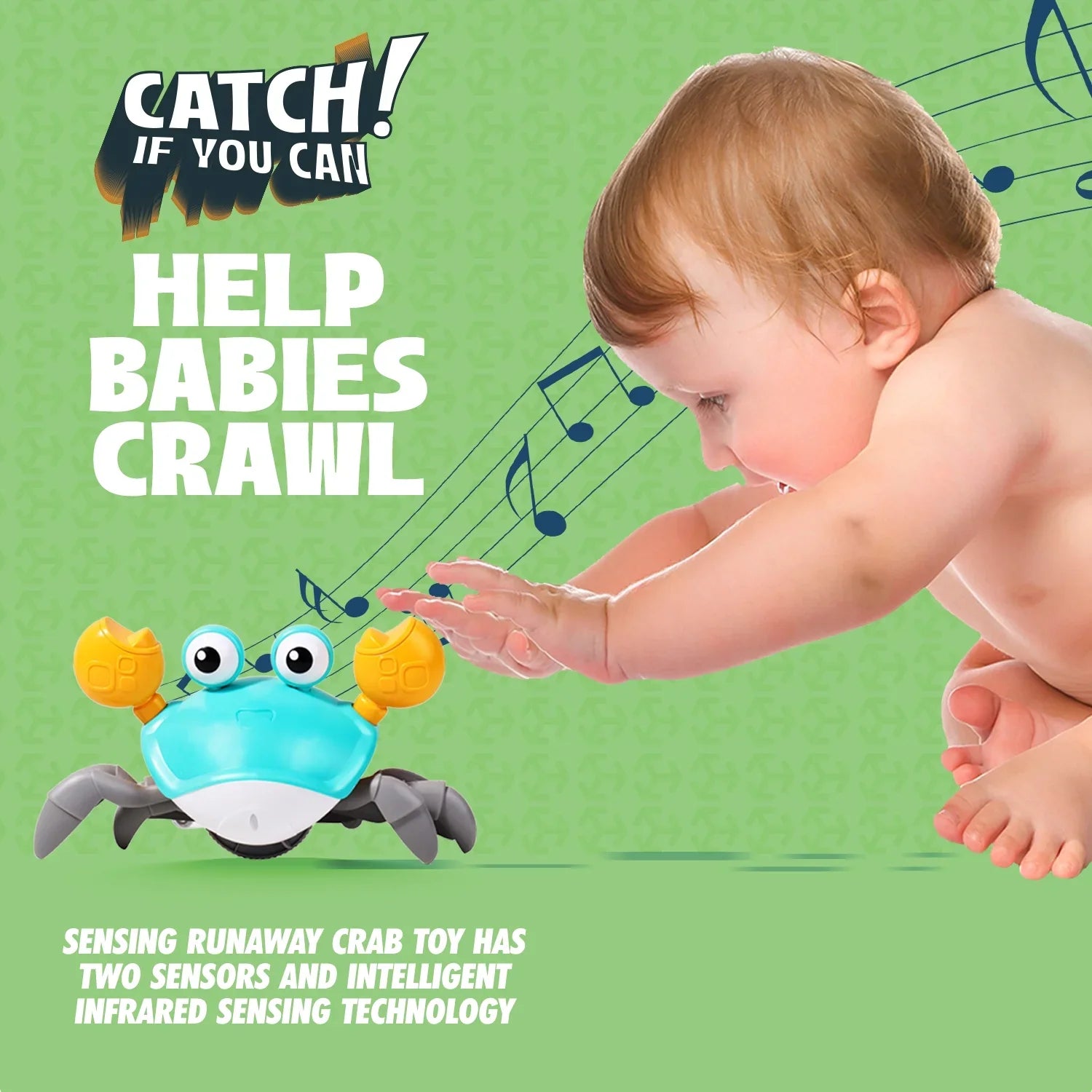 & Toddlers Development Learning Gift Music Colorful Toy Infant For Crab: And Crawl, Time Baby Toys Caelan Birthday Gifts Interactive Walking Crawling Tummy For Kids