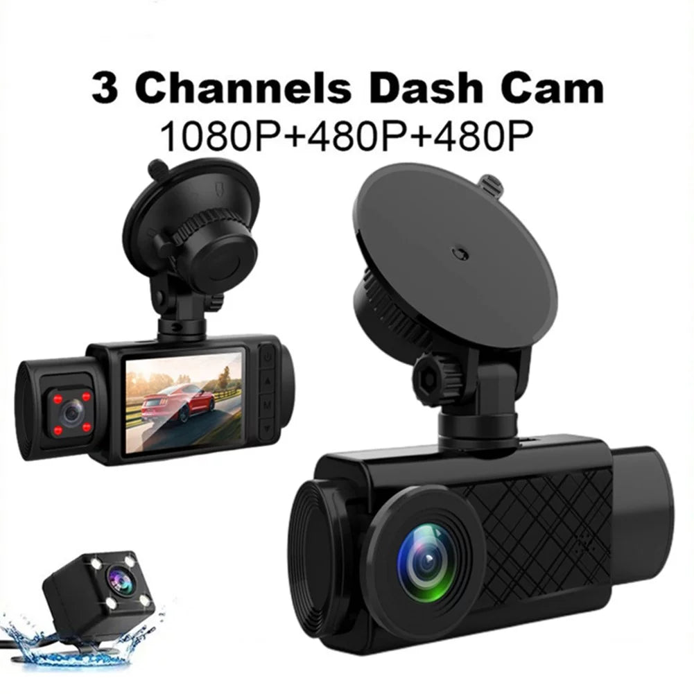 And Triple Car Camera 2\\\" DVR Cam Lens Video Front HD Driving Rear Recorder Dash
