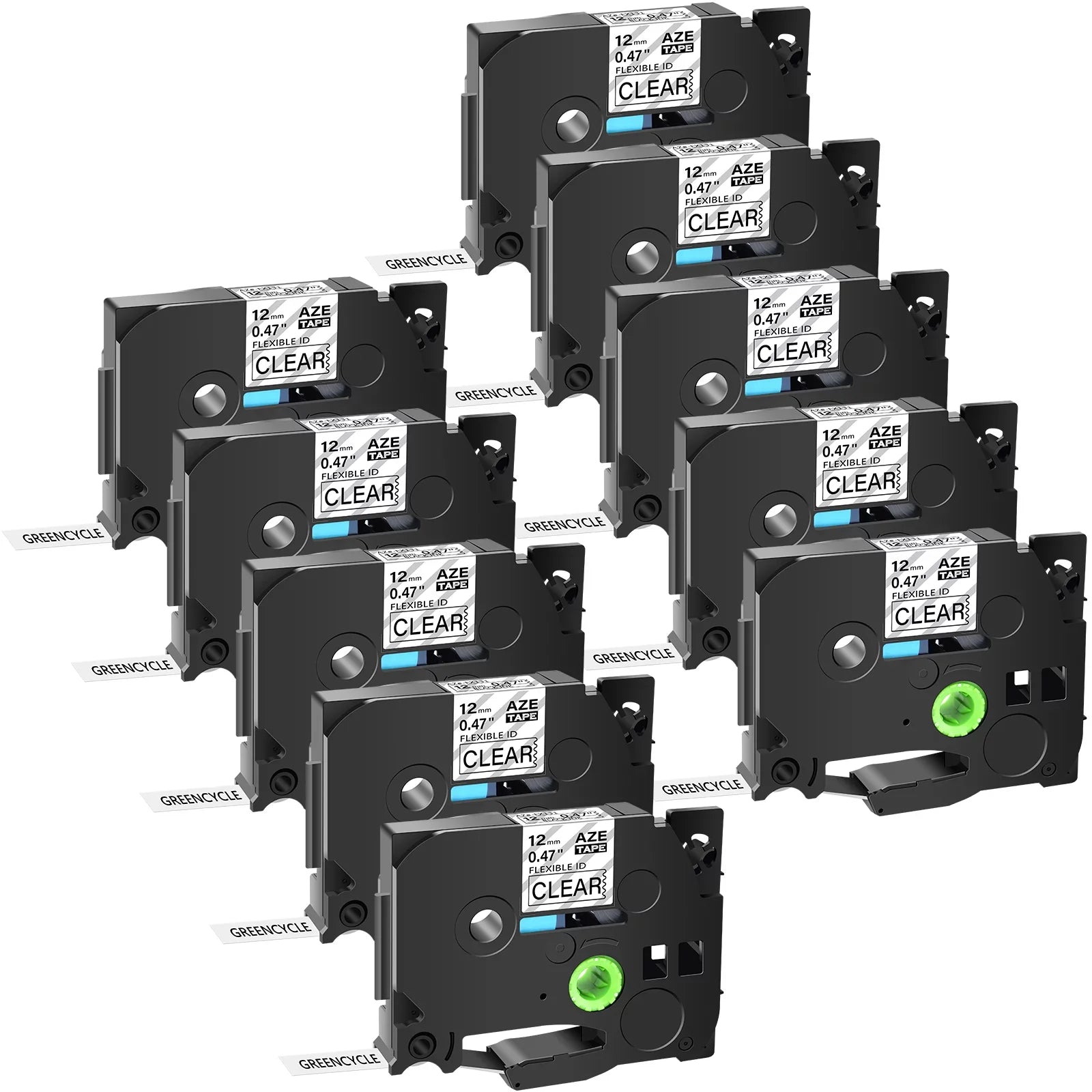 Compatible Tape ID TZe-131 Flexible TZe-FX131 for TZe P-touch 10PK on Cable TZ-131 TZ 8m 12mm x Brother Black Clear TZ-FX131 Label GREENCYCLE Wire
