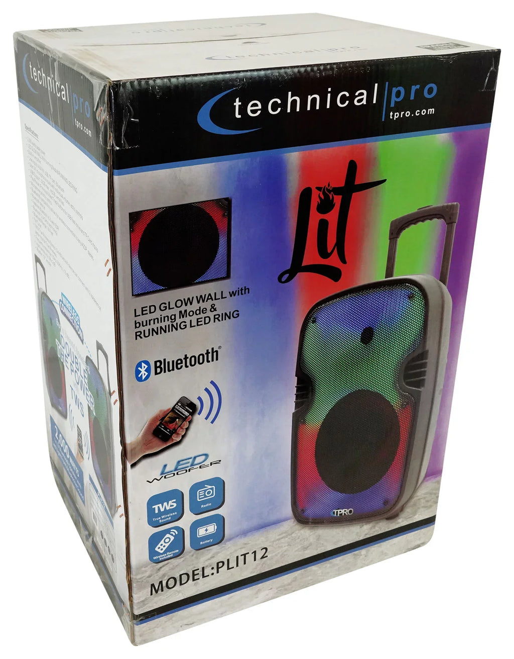 Party PLIT12 Pro Link+Stands Speakers+Wireless LED Bluetooth (2) 12" Technical