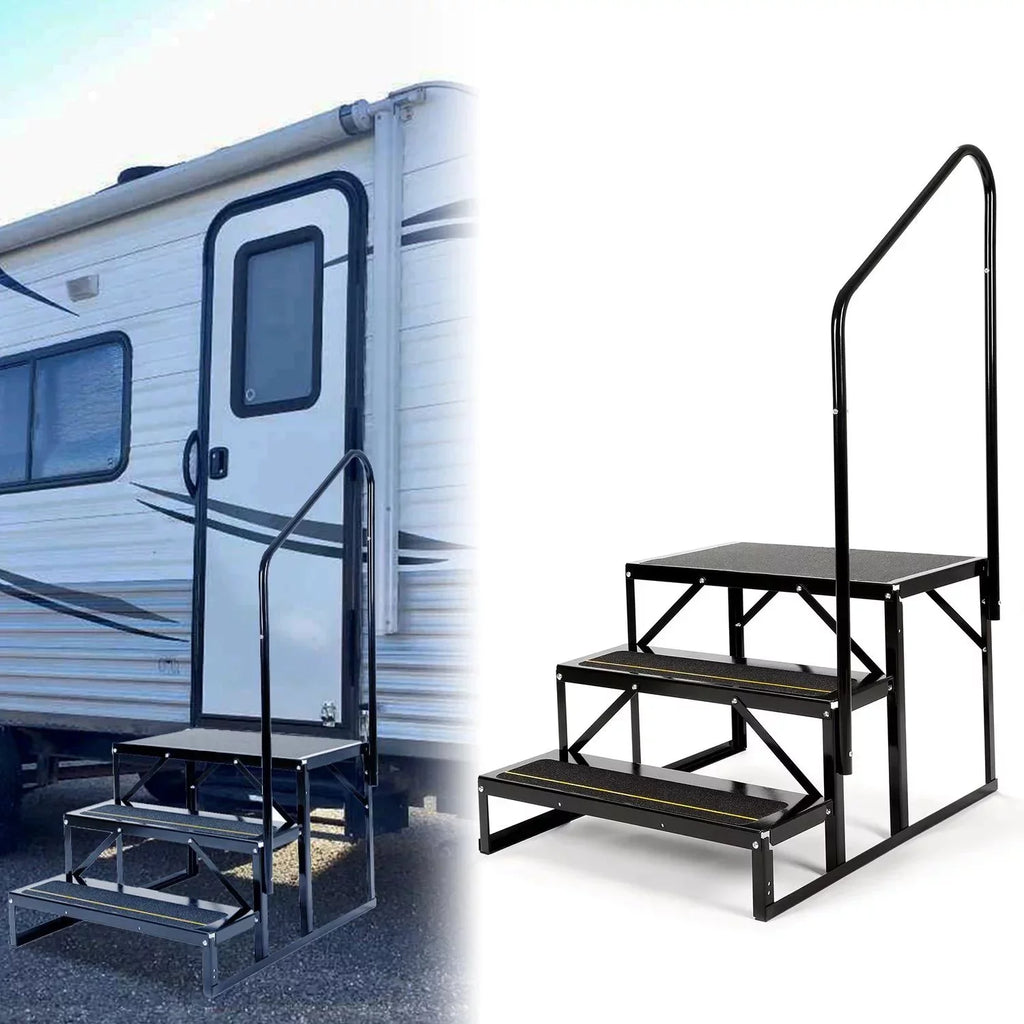 Travel Steps Camper Trailer for HECASA Hand Armrest RV Hand-railing Rail Stairs Trailer Universal Steel Side W/ Load 3