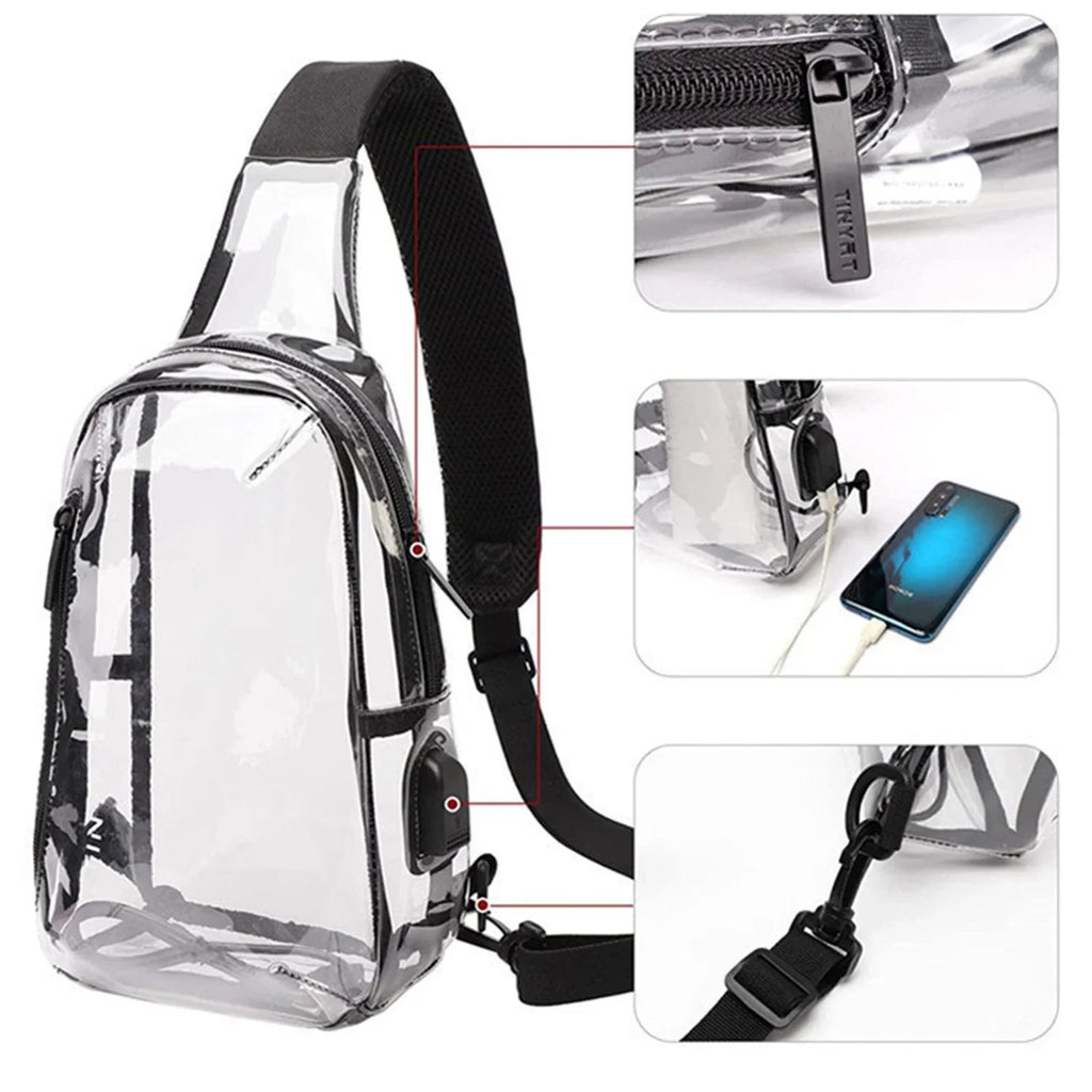 Adjustable Outdoor New Bag Sling Shoulder Transparent Bag Bag Travel Belt Sports Leisure Visual