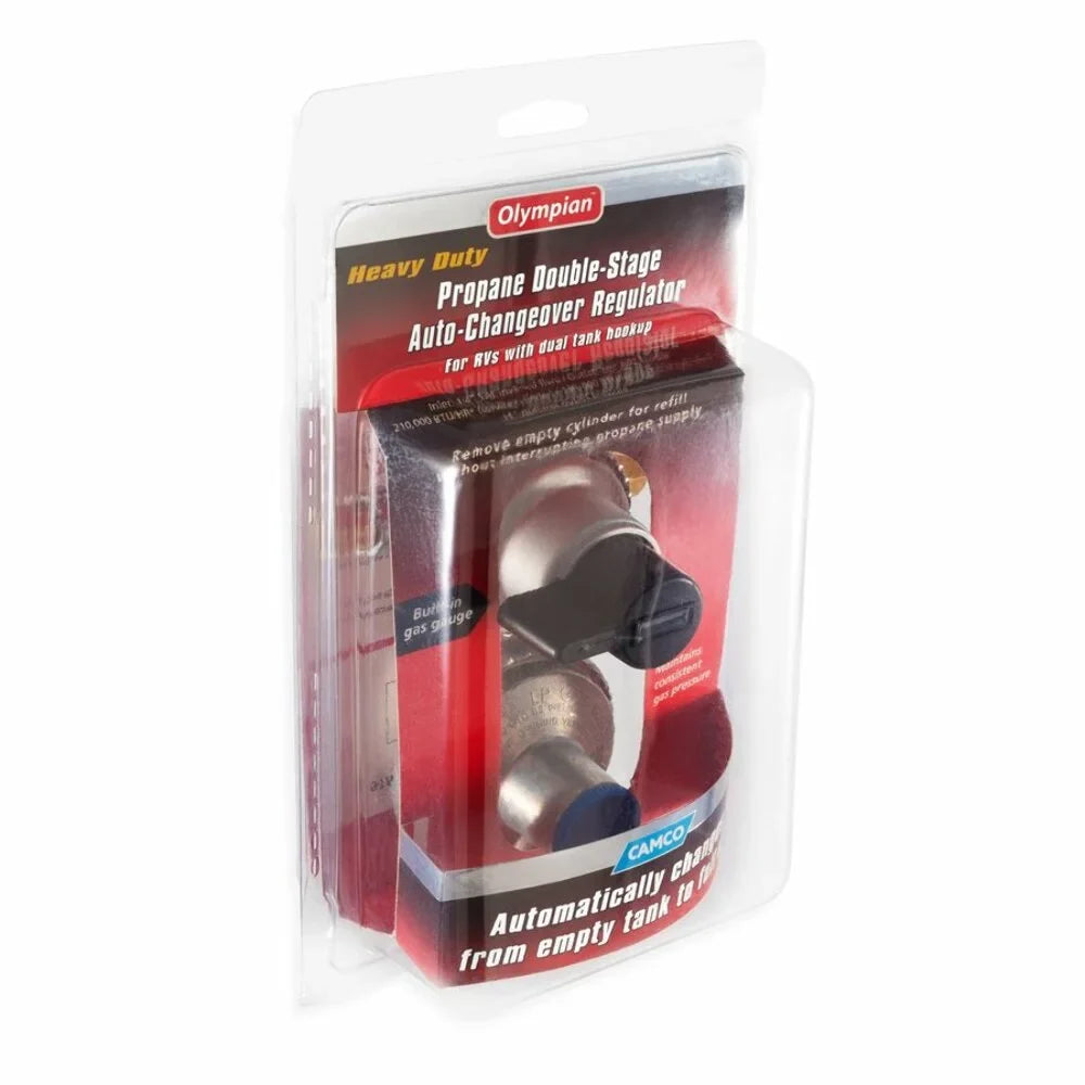 Propane Tank Dual Double-Stage With RVs Camco (59005) Tanks Change Regulator- From Constant Full Auto Empty Auto-Changeover For with Gas a Pressure Hookups, to Propane Maintains