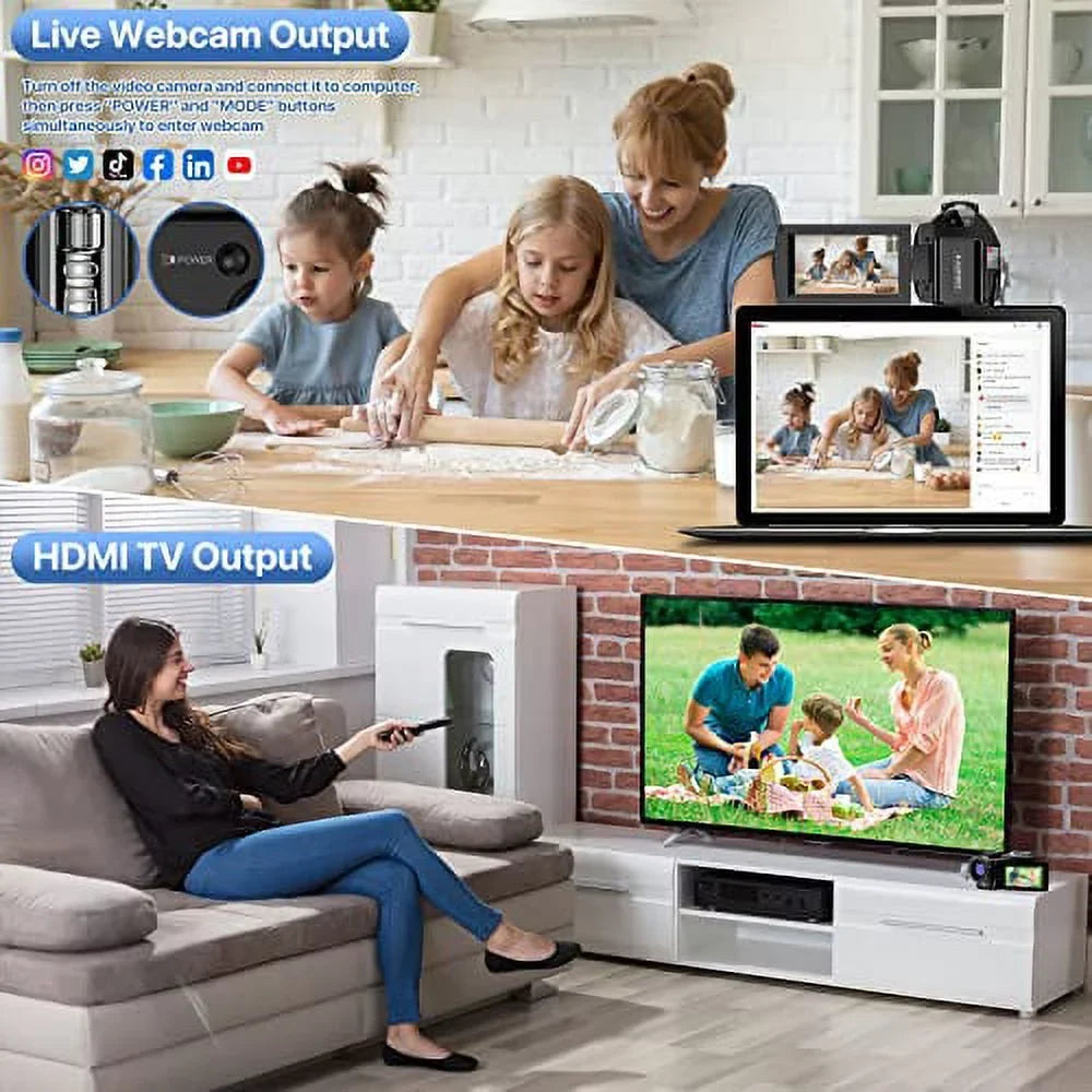 Camcorder Camcorder Microphone,Remote Camera Batteries Camera Vlogging Touch Night Video Recorder 26MP Digital 16X IR and with Zoom Vision 2 3.0'' FHD 30FPS Screen YouTube 1080P WiFi