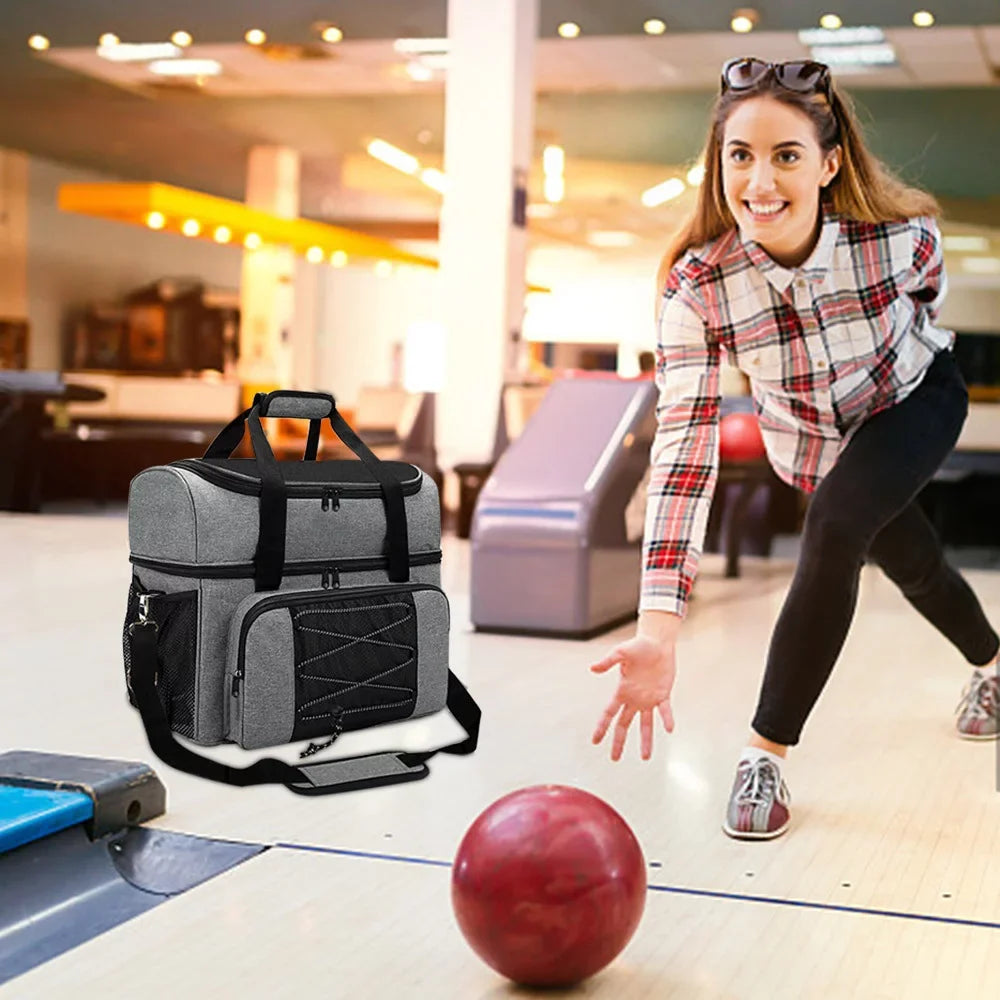 Pair Portable and for Balls Mens Tote for 2 to Double Bowling Ball with Bowling Shoes of Holder 16 up Padded Bowling Bag Bag Ball