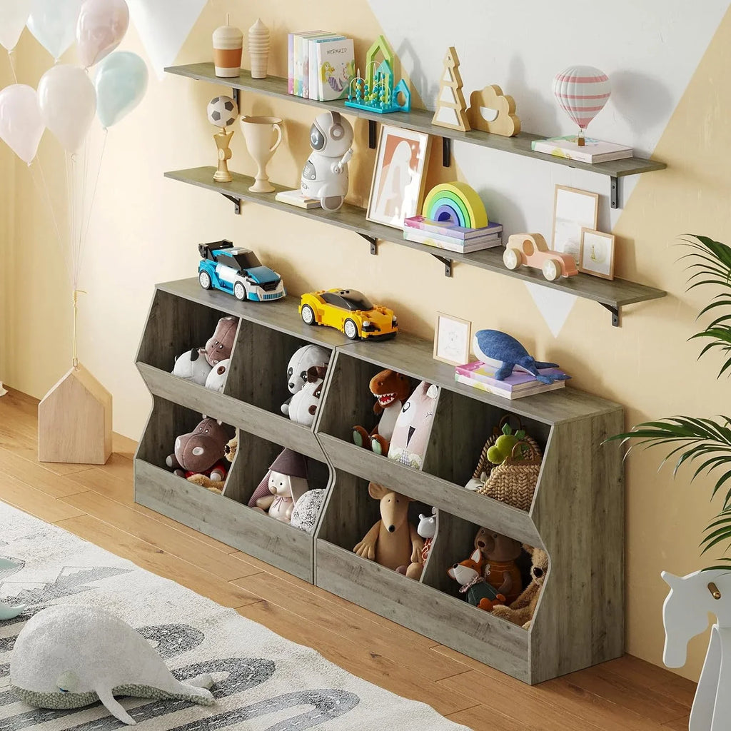 Book Hallway, Bedroom, 4 39.4" Cabinet, Wooden Wash Children , Cubby Kids Long, Toddler Bookcase, Nursery, Toy JIAH Gray Toy Storage Organizer, Shelf Toy Storage School, for