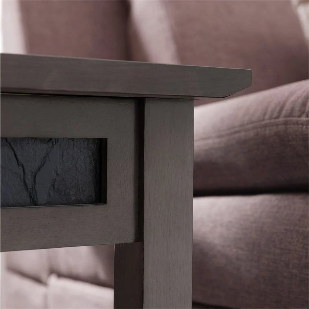 Wedge Table Wood Bowery Slate Shelf Smoke in Hill with Gray/Black