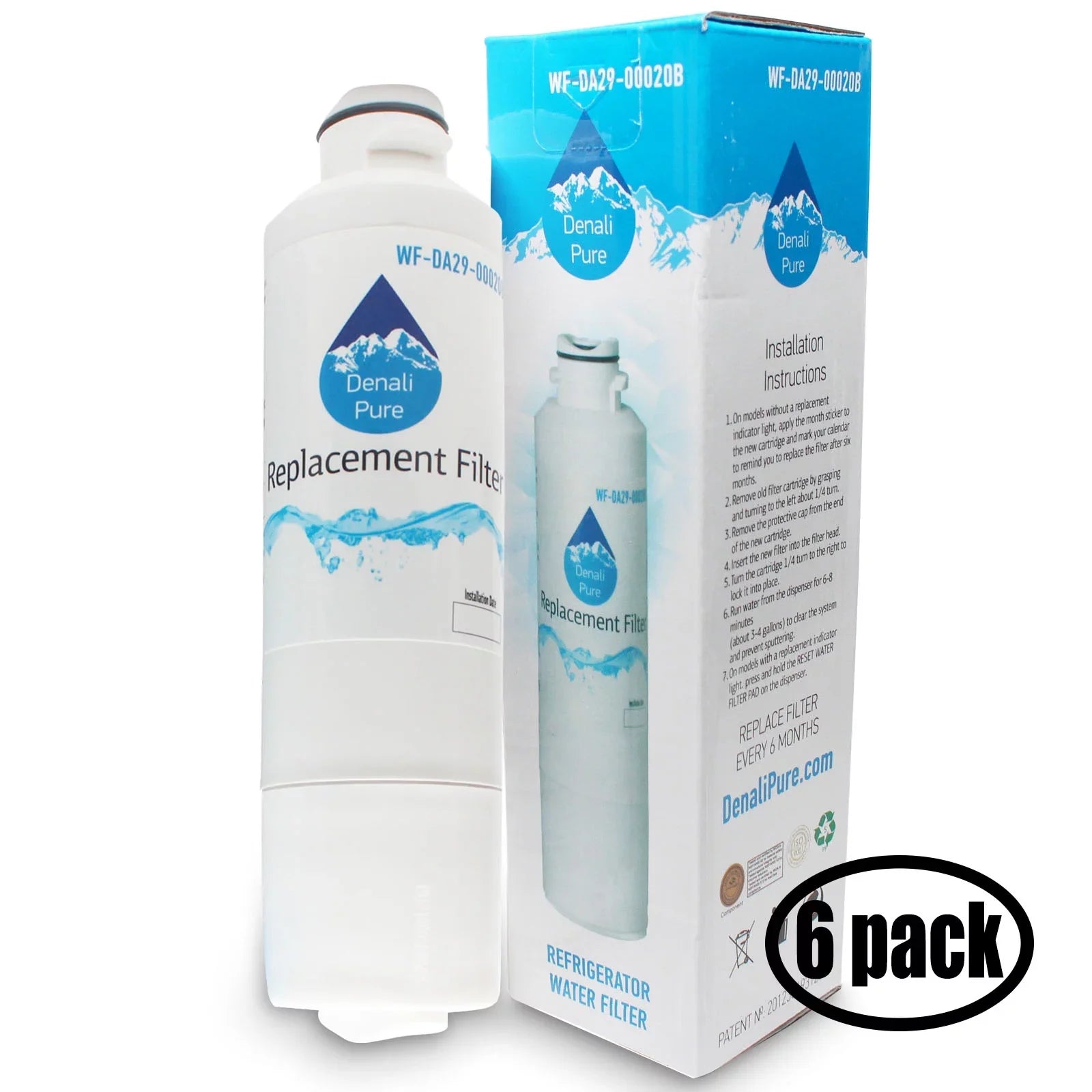RFG298HDRS Compatible with Samsung Fridge Water Water DA29-00020A, HAF-CIN with DA29-00020B, - 6-Pack Filter Samsung Compatible Cartridge Refrigerator Filter