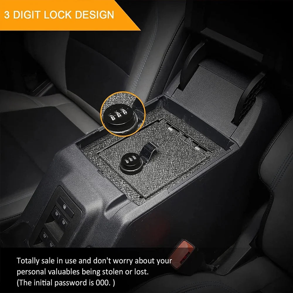 Coating Password, Box Bronco Steel Center for Anti-rust 3-Digit Carbon Safe Console Black 2Door/4Door for Ford with 2021-2022, ALLTIMES