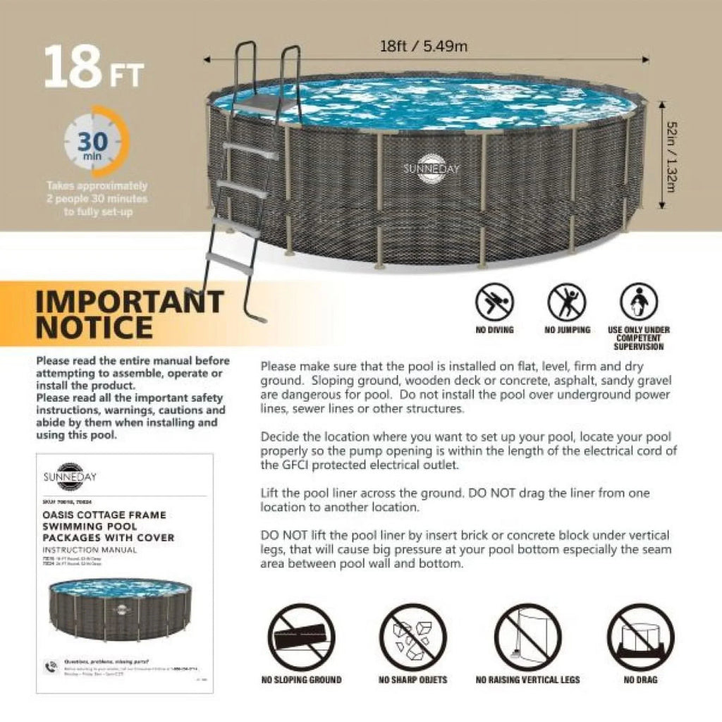 x Round Soft-sided ft. Rattan 52 Sunneday in. Oasis 18
