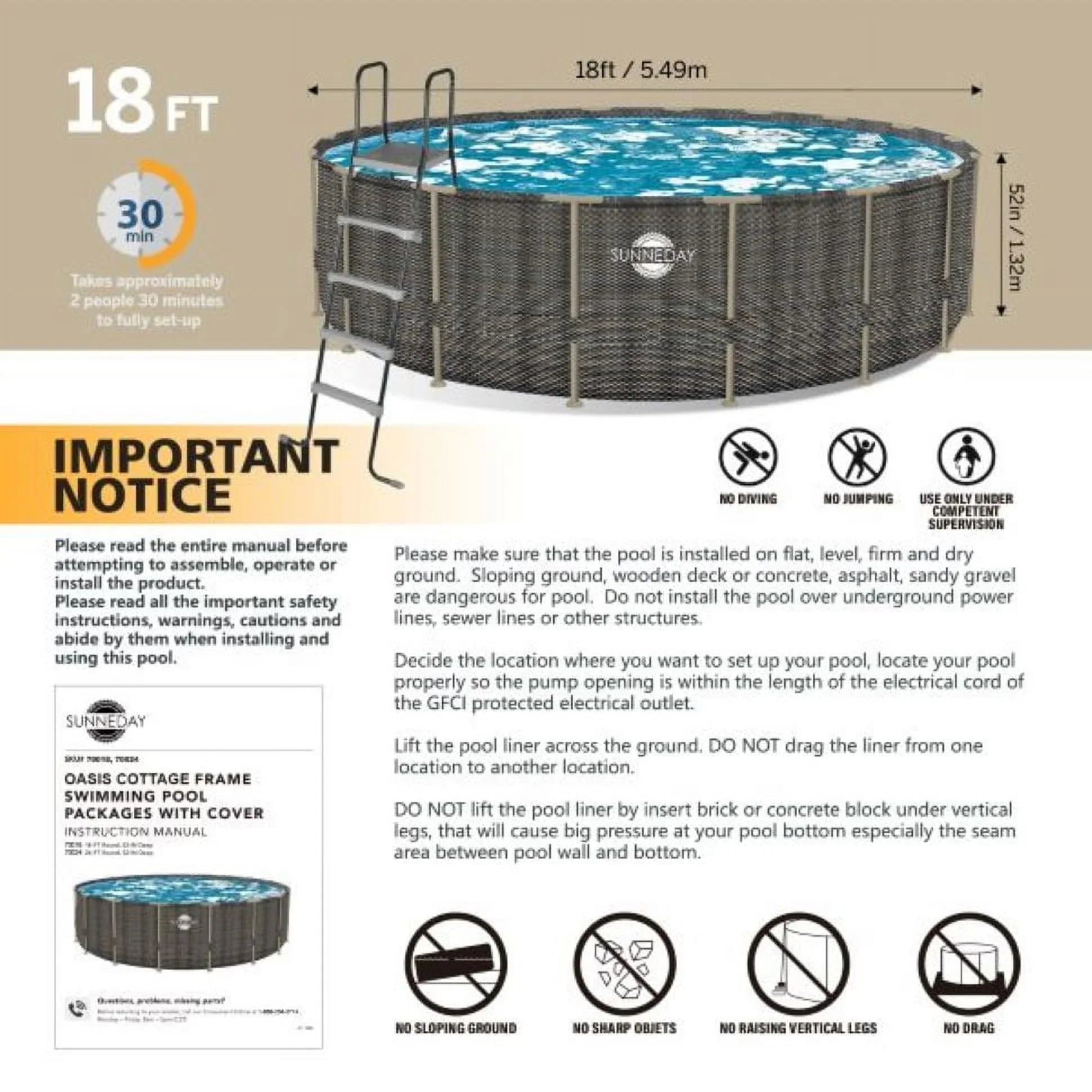 x Round Soft-sided ft. Rattan 52 Sunneday in. Oasis 18