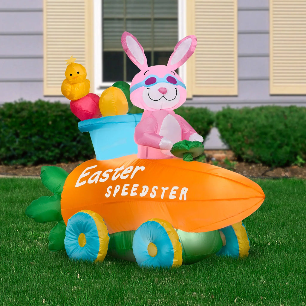 a Inches Bunny Carrot Inflatable Company Easter Self in Roadster Collection, Inflating, 54 In, National Tree Decoration, Plug