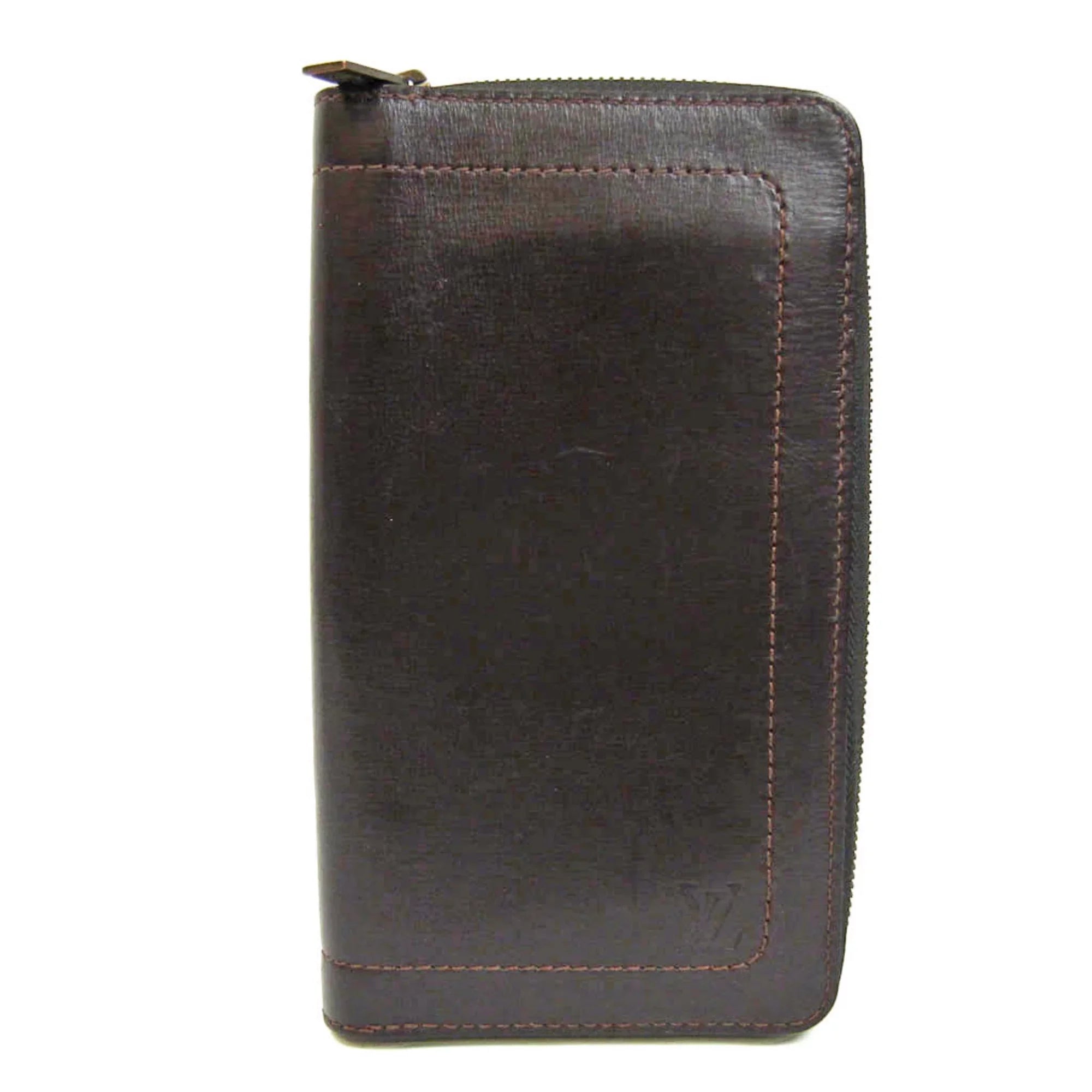Wallet Men's Organizer Zippy M97025 (bi-fold) Utah Leather (Good) Long Vuitton Louis Pre-Owned Coffee Utah