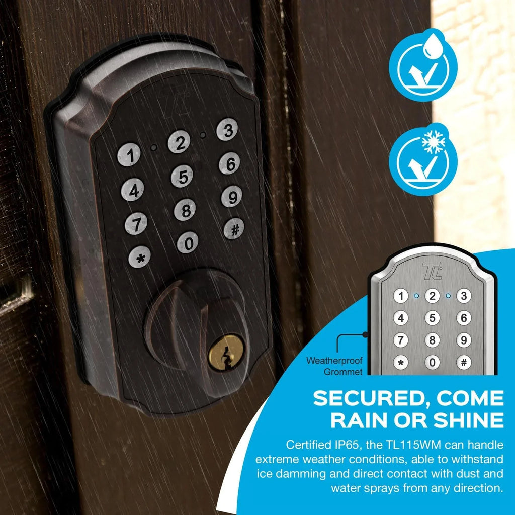 Keyless Electronic Nickel Door TurboLock TL115 Smart App Entry Mobile Home Brushed with Door Deadbolt Lock for Front Keypad