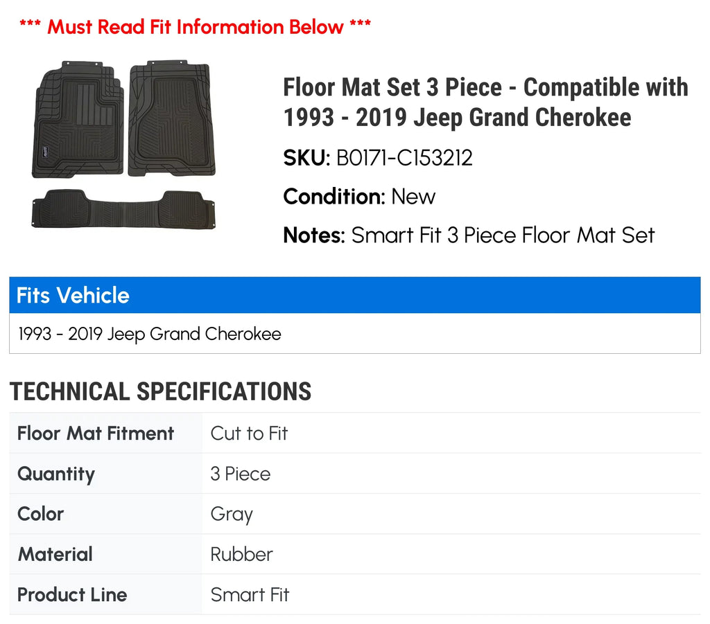 2010 3 Compatible 1995 2002 2019 Jeep 2003 2017 1996 Piece - 2011 1997 2016 2013 2014 Grand 2006 2004 1994 1993 Set 2001 2012 2007 with 2015 - 1999 1998 2000 Cherokee 2008 Floor 2005 2009 Mat