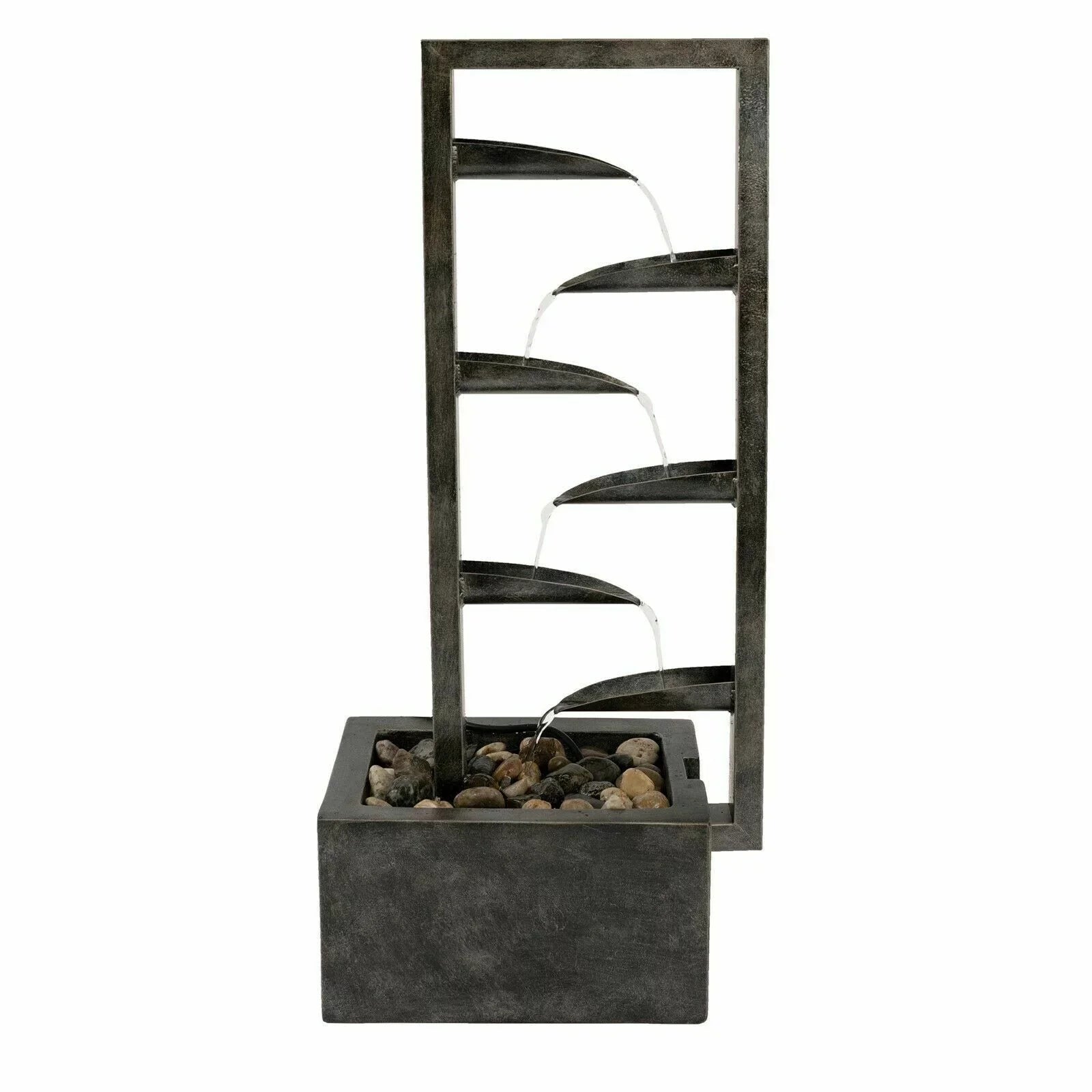 Outdoor Inch Oasis Concrete Fountain Waterfall Zen 34 Metal Backyard