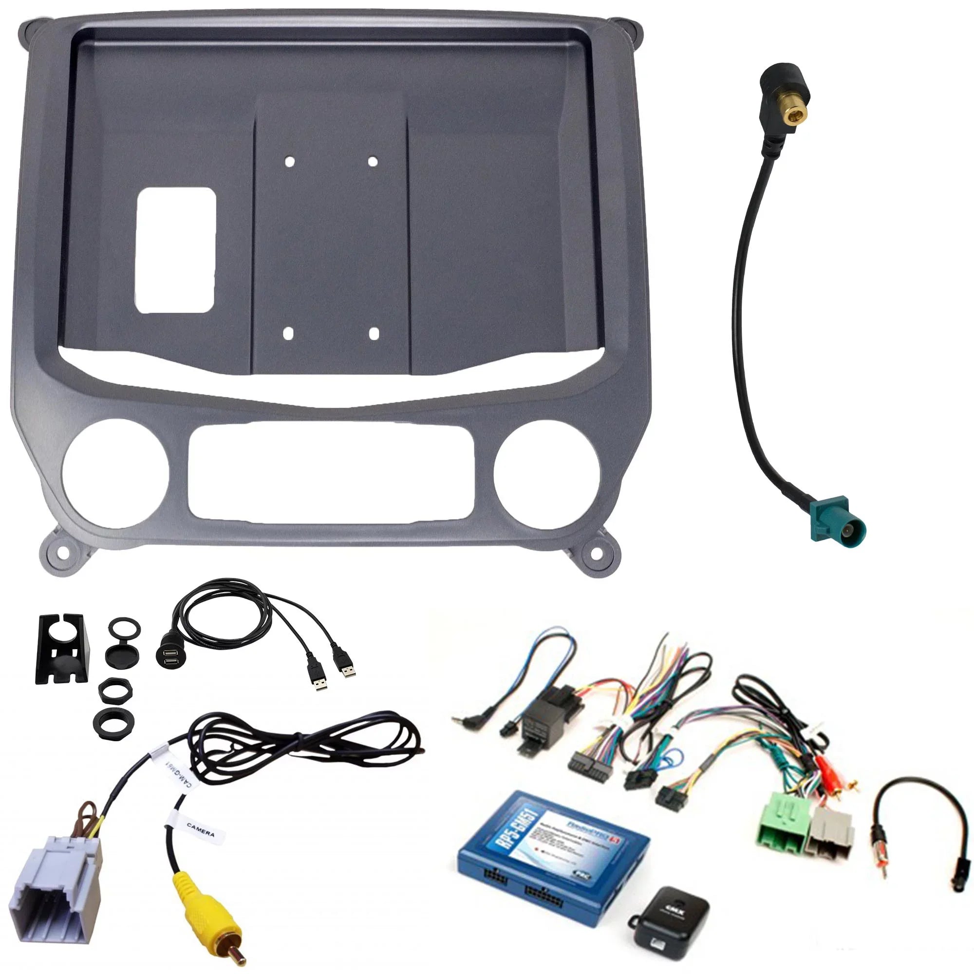 & Includes System Installation Stinger & compatible CarPlay 10" Radio with compatible Tuner 14-18 Trucks Android Infotainment with Heigh10 Auto, Kit Satellite Apple In-dash GM