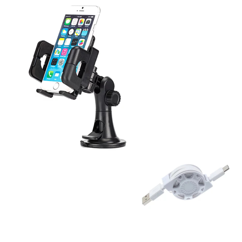 Car USB Samsung Plus N2Z 10 Cable 5 2 XP3 w Mi for 7, - Redmi 9 A50 Xperia Holder A20 A10e Charger, Retractable Note Sonim Dash Windshield Galaxy Type-C - Xiaomi XP8 A9 Sony - 9T Mix 1 Mount,