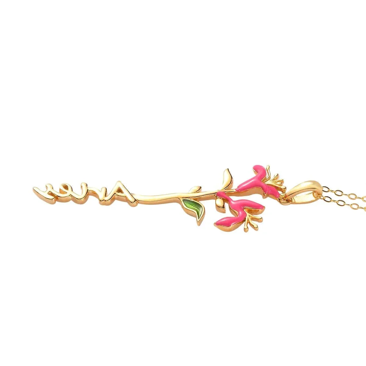 for Women Women Aries Honeysuckle Necklace Enameled 16-18" Pendant Gifts Jewelry Shop 925 Yellow Gold LC 14K Zodiac Birth for Green Women Size Sterling Gifts for Pink Plated Birthday Silver