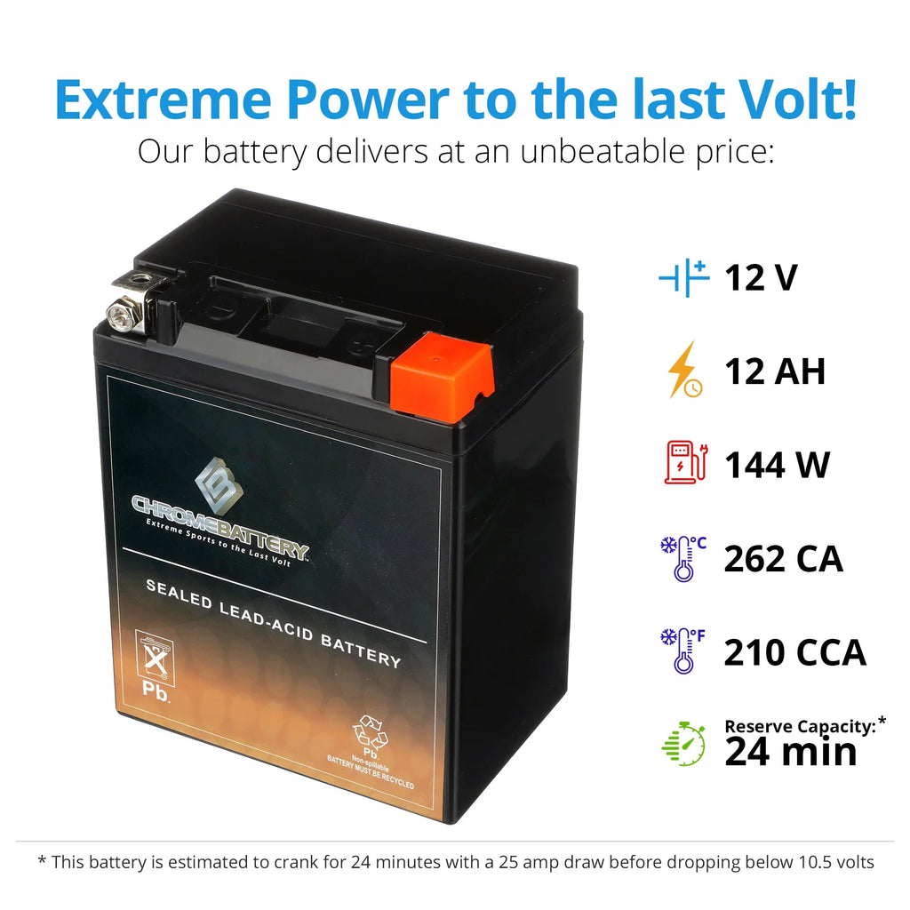 Ah, 210 Battery Volt,12 Cat Arctic Battery CCA) (14AHL-BS Cougar Chrome Snowmobile 1993 12 for YTX14AHL-BS