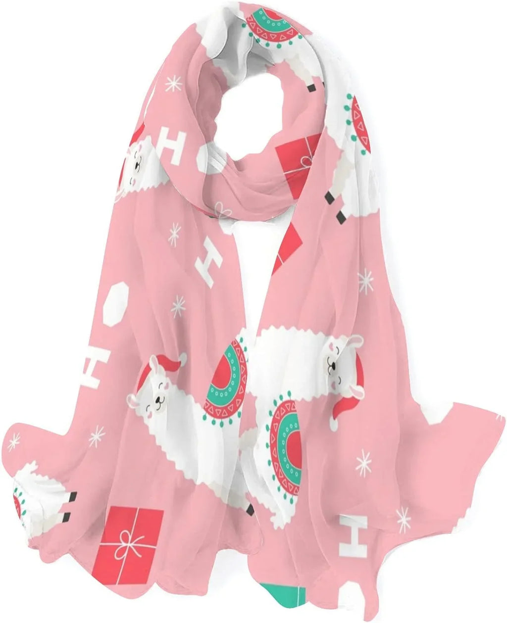 Girls Wrap Hyjoy Lightweight Christmas Scarves Long Women Scarf Shawl Silk Neck Presents Llama for