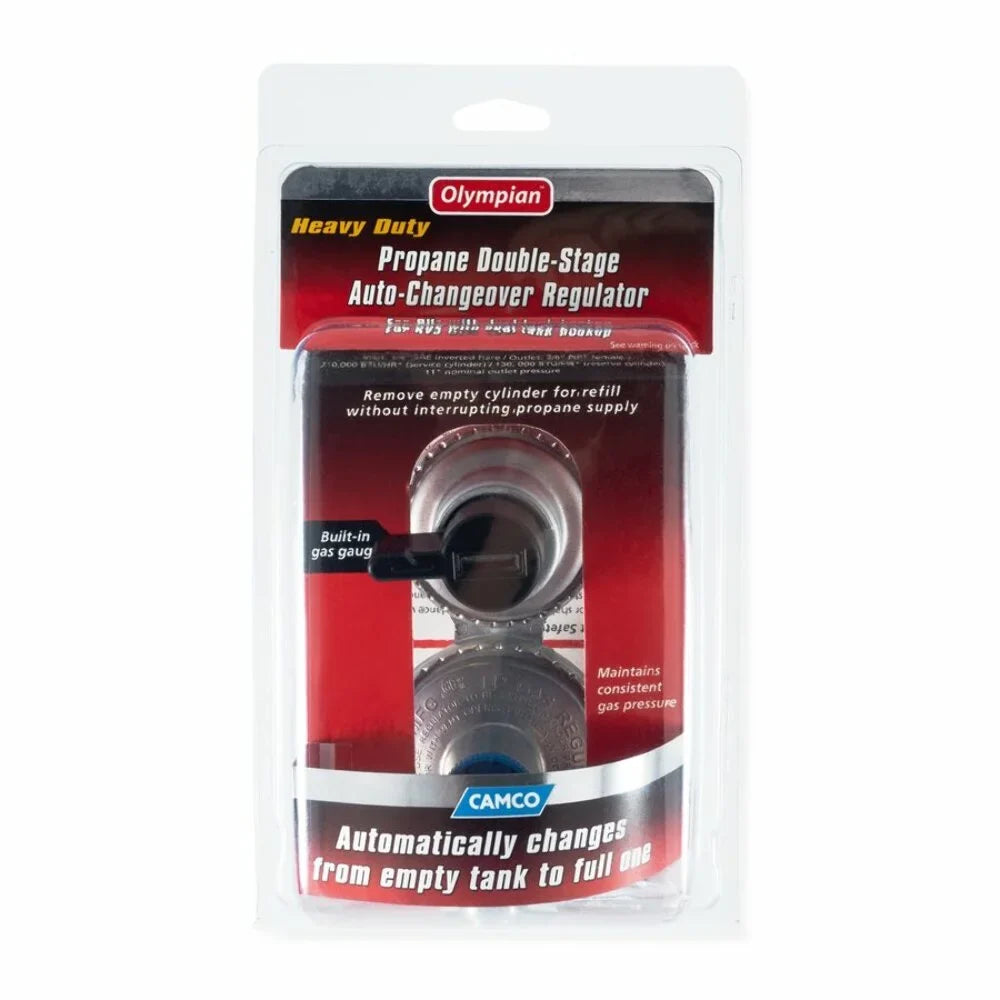 Propane Tank Dual Double-Stage With RVs Camco (59005) Tanks Change Regulator- From Constant Full Auto Empty Auto-Changeover For with Gas a Pressure Hookups, to Propane Maintains