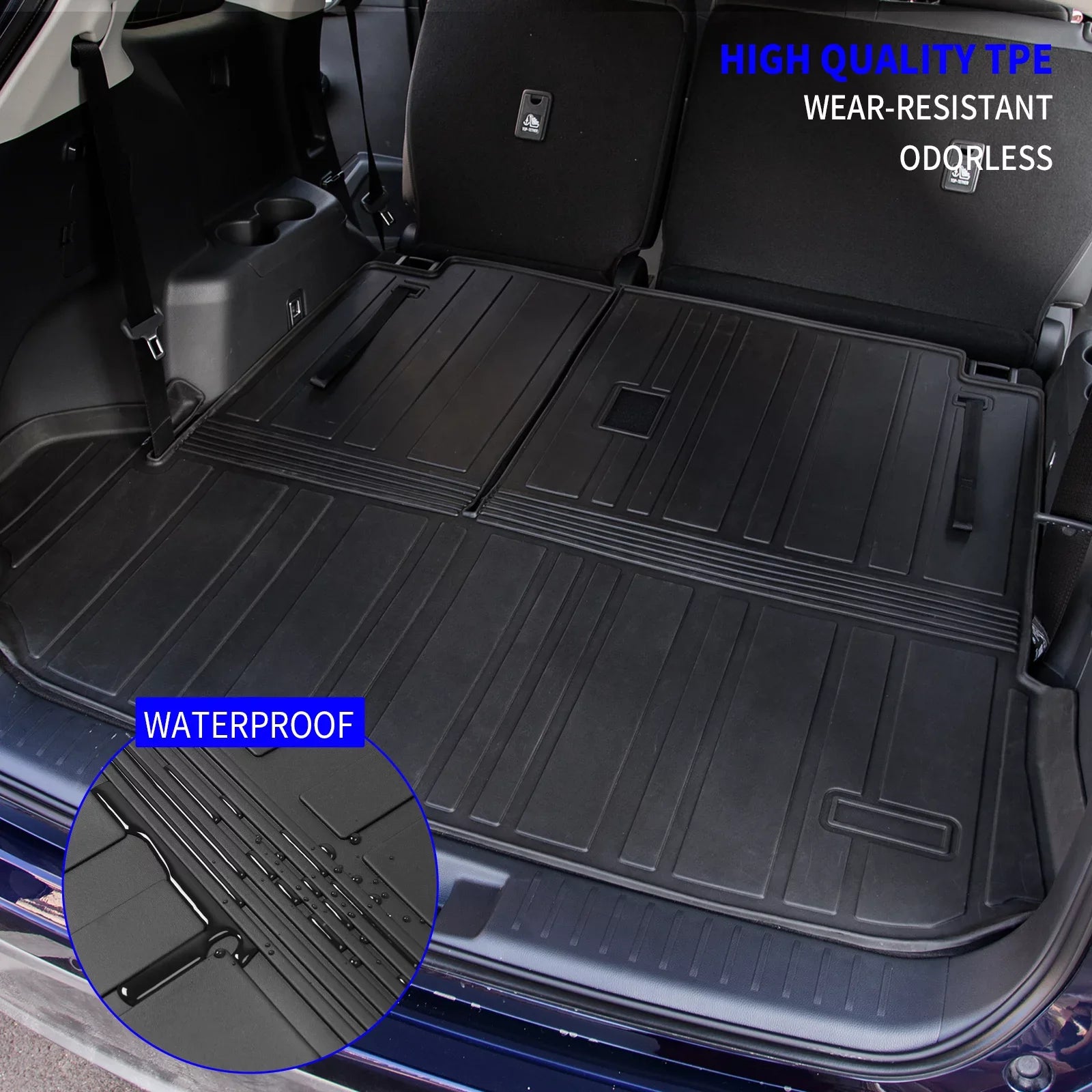 7 Trunk Mat 2020-2024 Seat Toyota Accessories TPE Mat with with Back Highlander Cargo Mat Trunk Liner Mat) 2022 Backrest Highlander Compatible Cover Protector (2020-2023, Cargo Seats