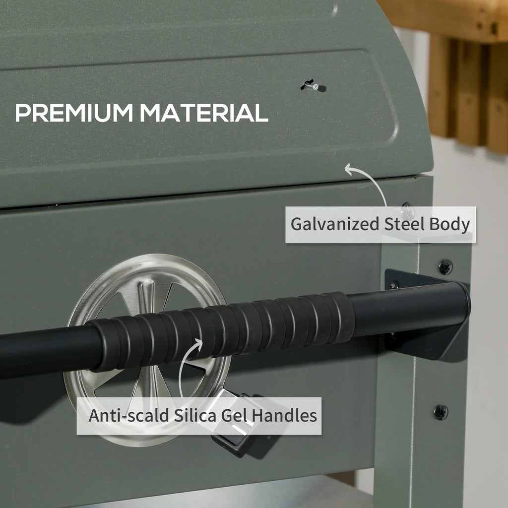 Barbecue, Tabletop Outsunny Green Lid, BBQ Small Charcoal Grill with