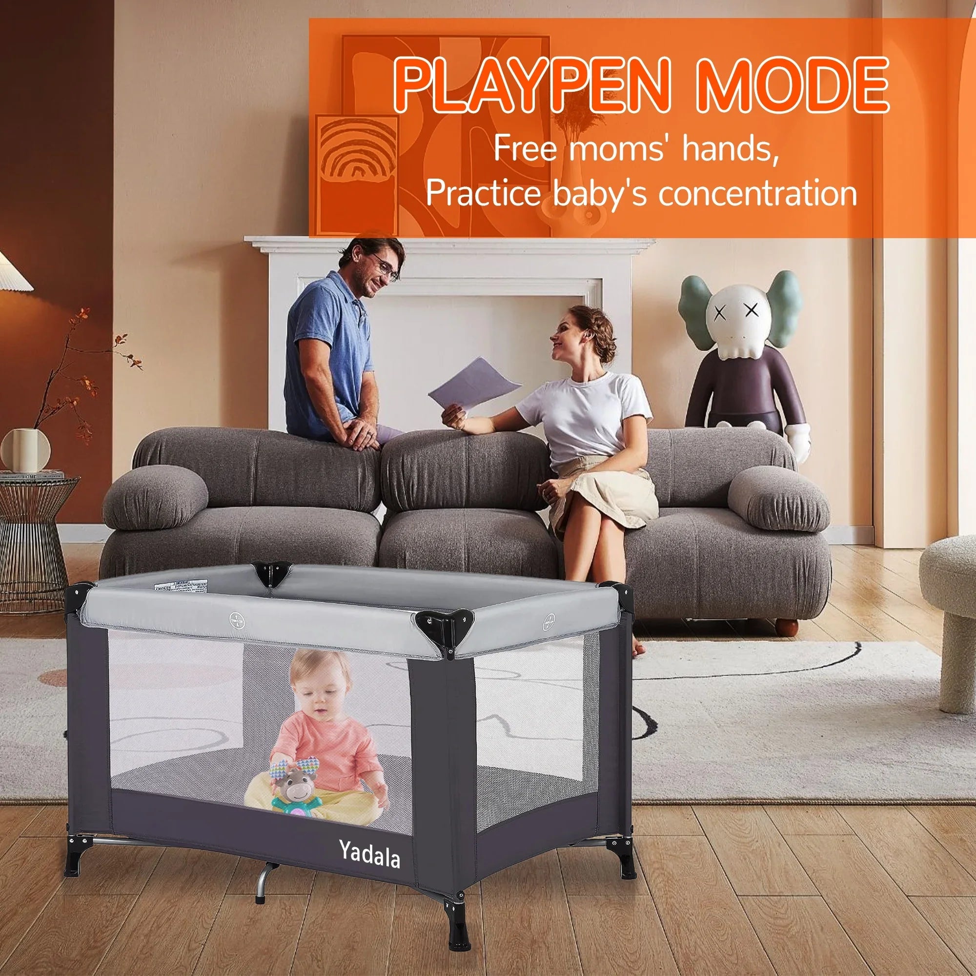 Yadala Pack One-Press Baby for Playpen Portable n Playard, Baby Newborn Toddler Setup Play,
