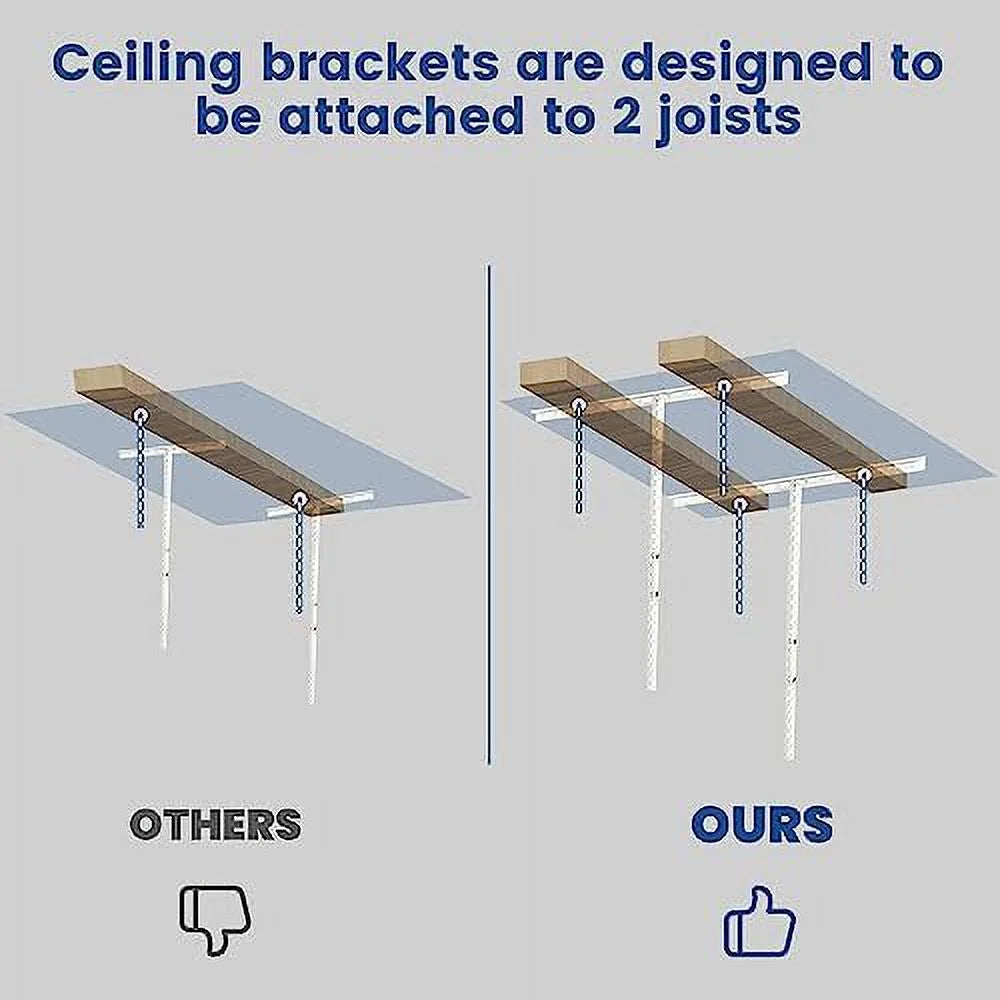 White 3X6 Ceiling Organization Adjustable Overhead Racks Ceiling Shelf Garage Storage Storage Garage Rack Mounted