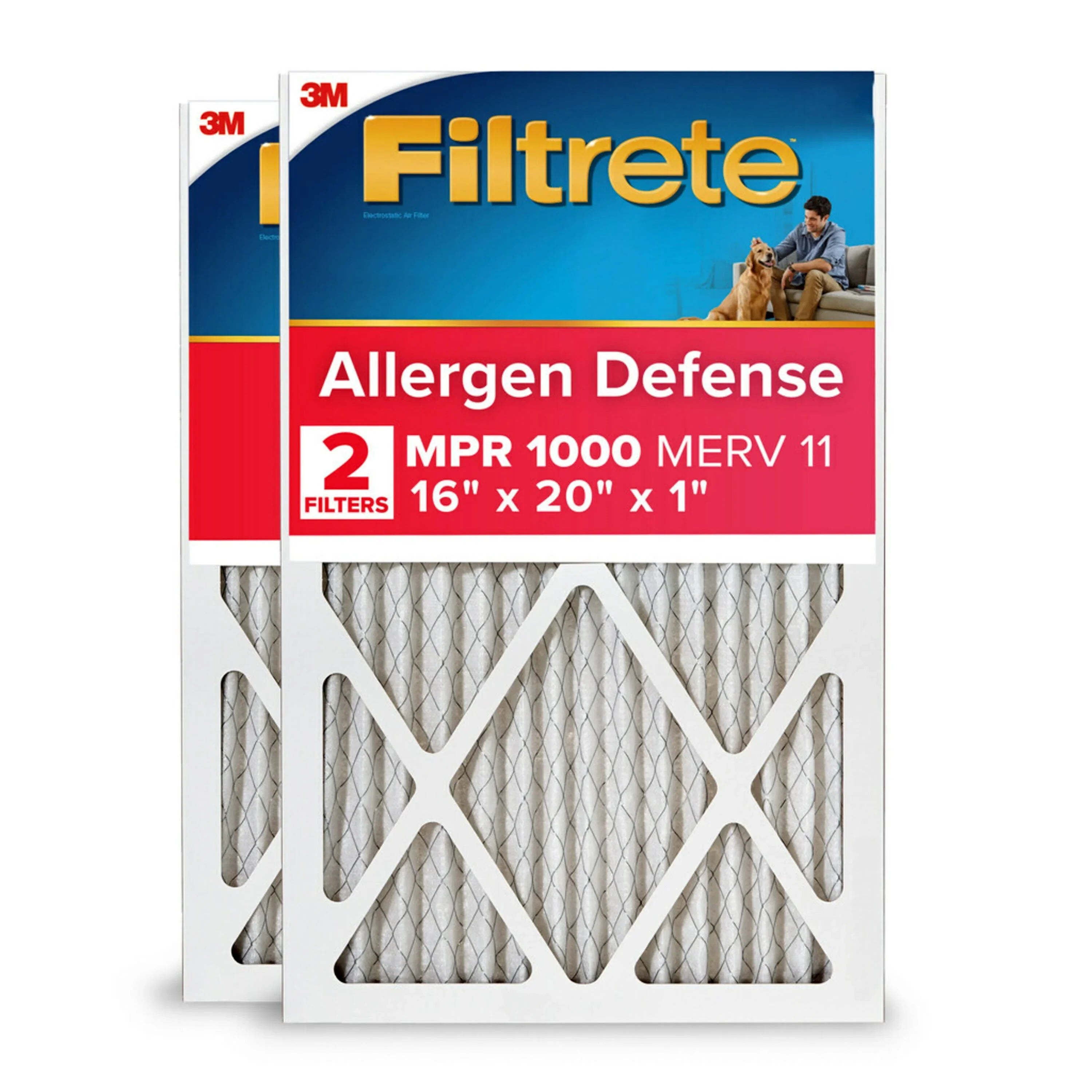Filter, 2 1000 MPR Filtrete Air Defense, Filters MERV Allergen 16x20x1 11,