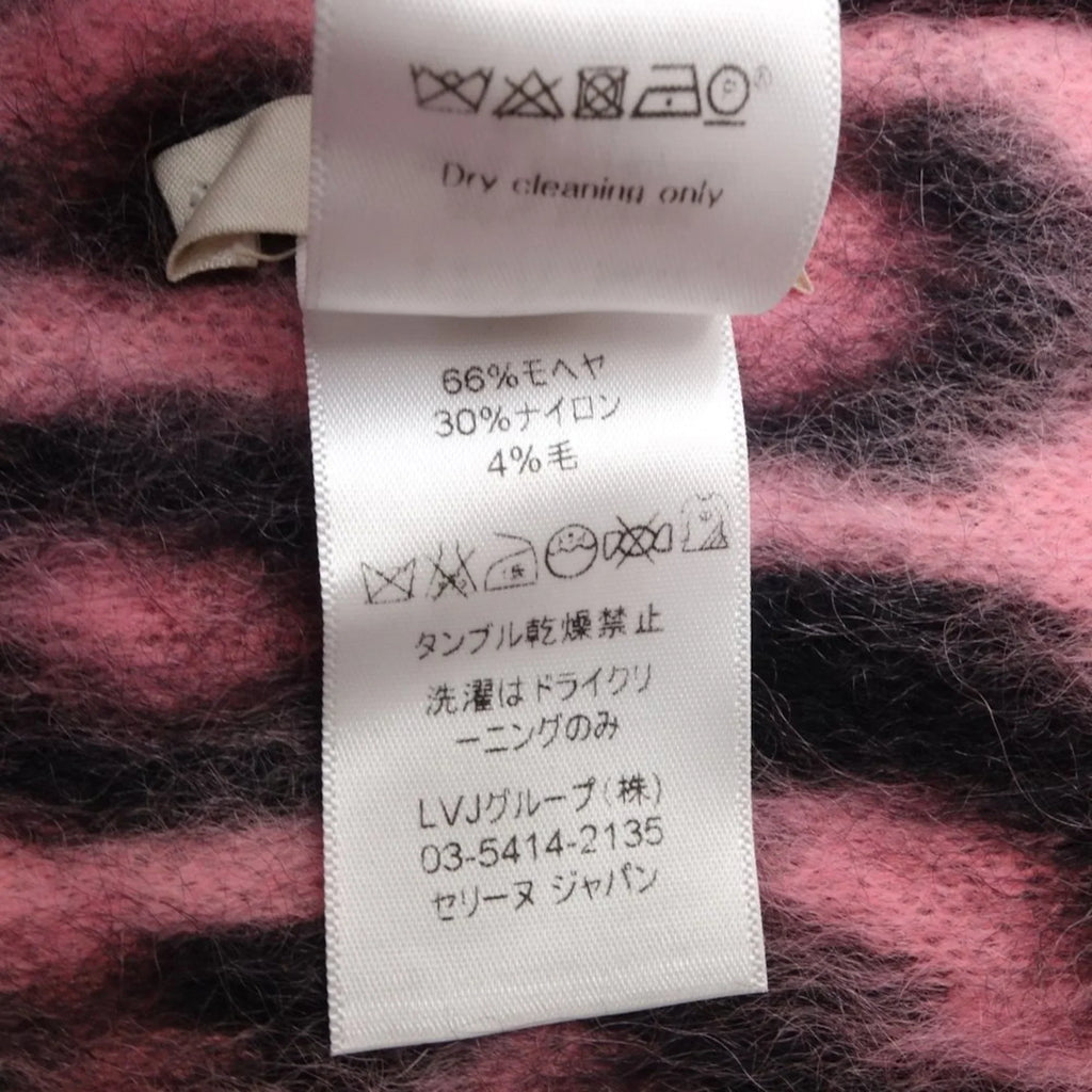 (Good) Scarf Pre-Owned Black Print CELINE Pink Leopard Mohair Nylon x Shawl 180357