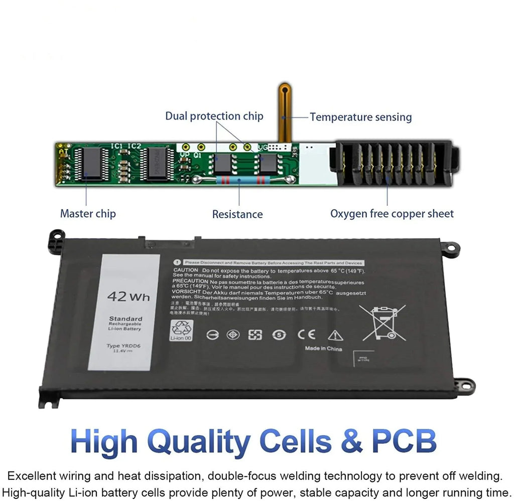 Dell 7586 5491 3310 5485 5593 2-in-1 42Wh YRDD6 5482 Inspiron For Battery 5591