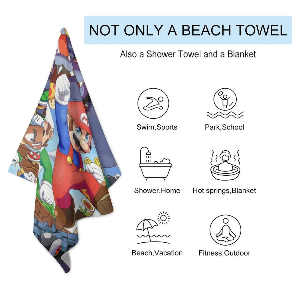 Movie Microfiber Soft Bathroom 130x80cm Swimming/Gym/Camp/Holiday Luigi Quick-Dry for Bath Mario Kid/Adults for Bros. Shower/Guests/Pool Towels Towel Absorbent Beach